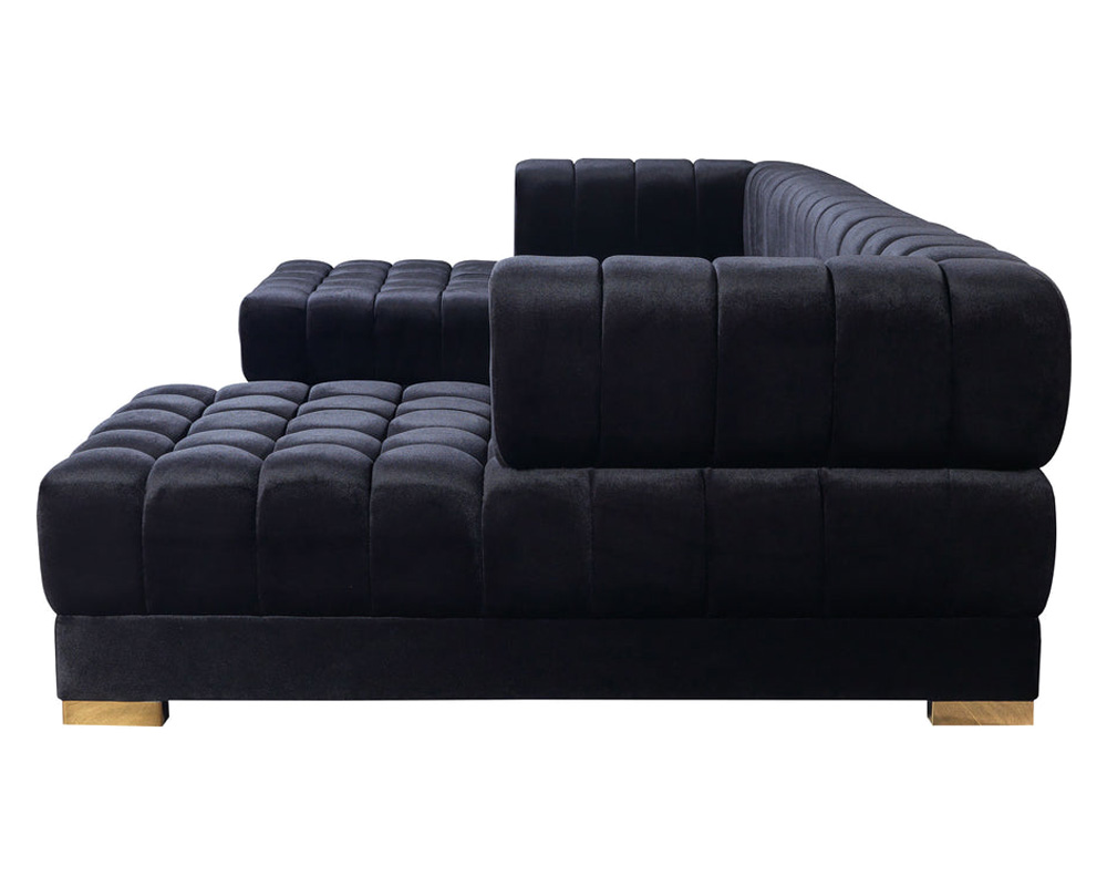 Nova Ariana Velvet Double Chaise Sectional - Black