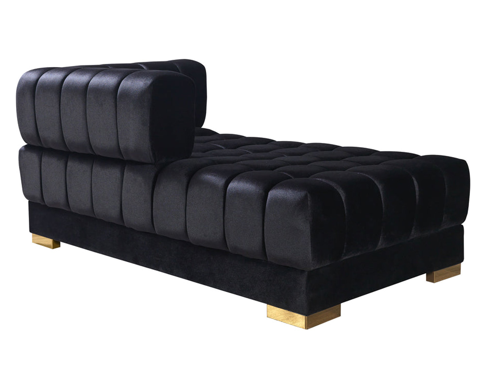 Nova Ariana Velvet Double Chaise Sectional - Black