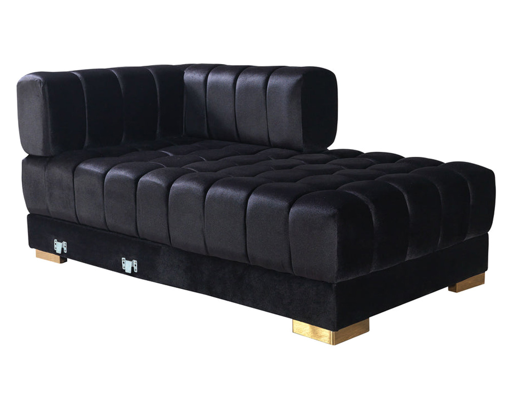 Nova Ariana Velvet Double Chaise Sectional - Black