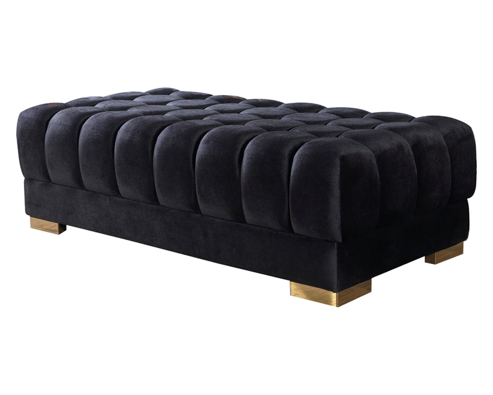 Nova Ariana Velvet Double Chaise Sectional - Black