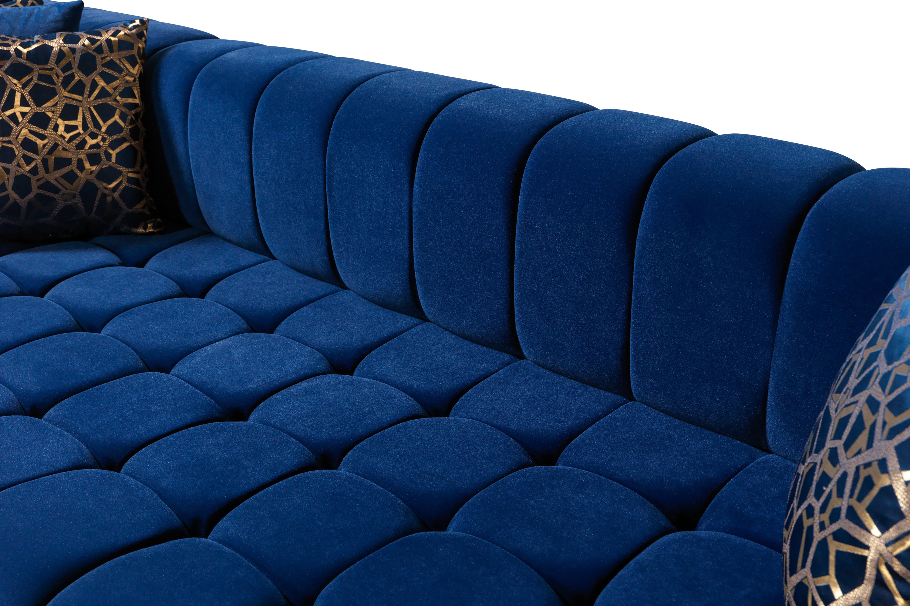 Nova Ariana Velvet Double Chaise Sectional - Blue