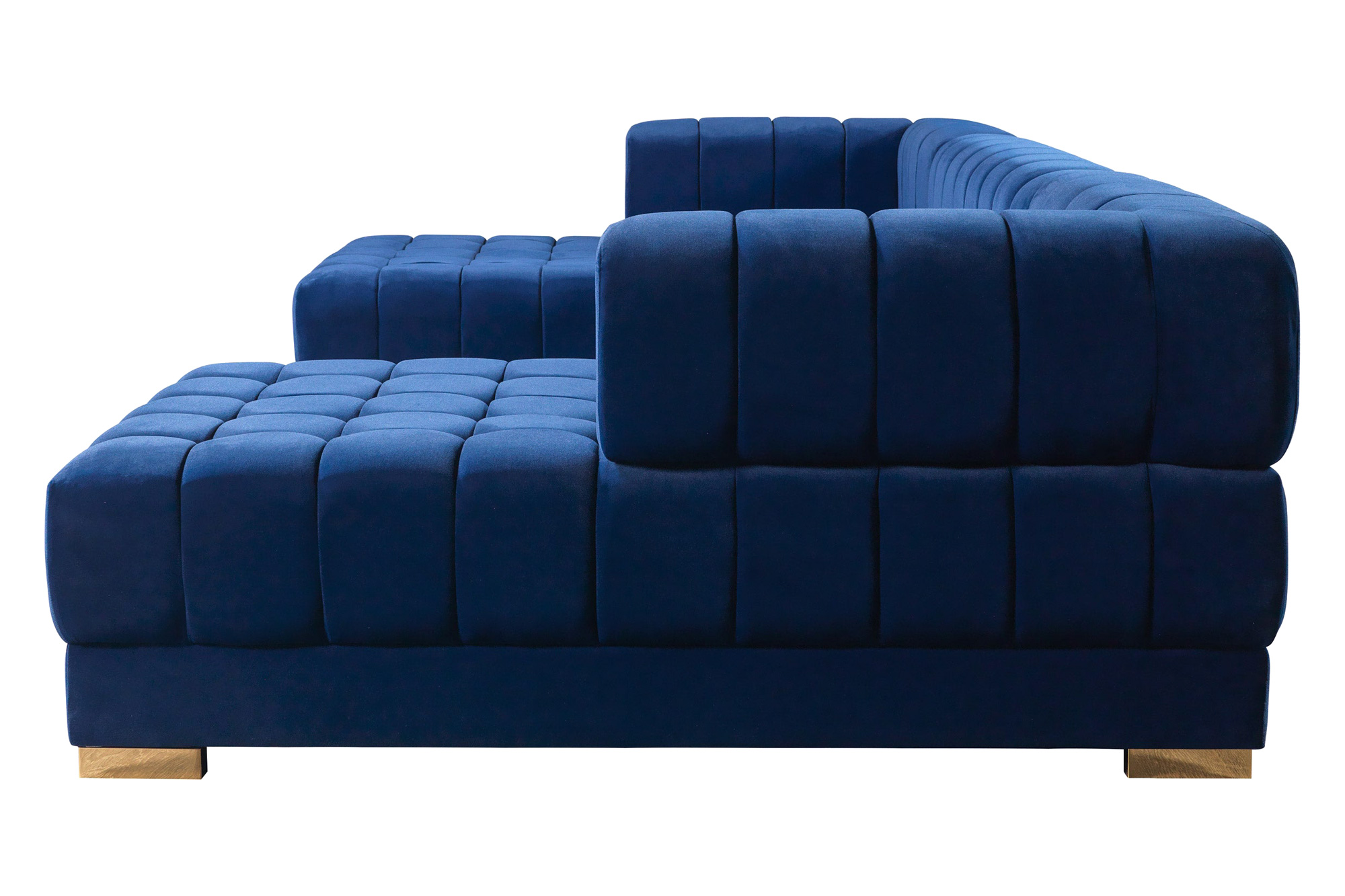 Nova Ariana Velvet Double Chaise Sectional - Blue