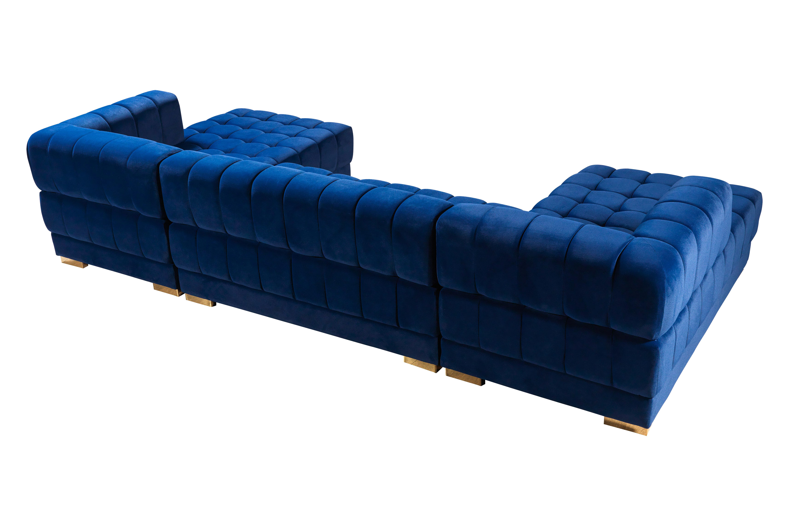 Nova Ariana Velvet Double Chaise Sectional - Blue