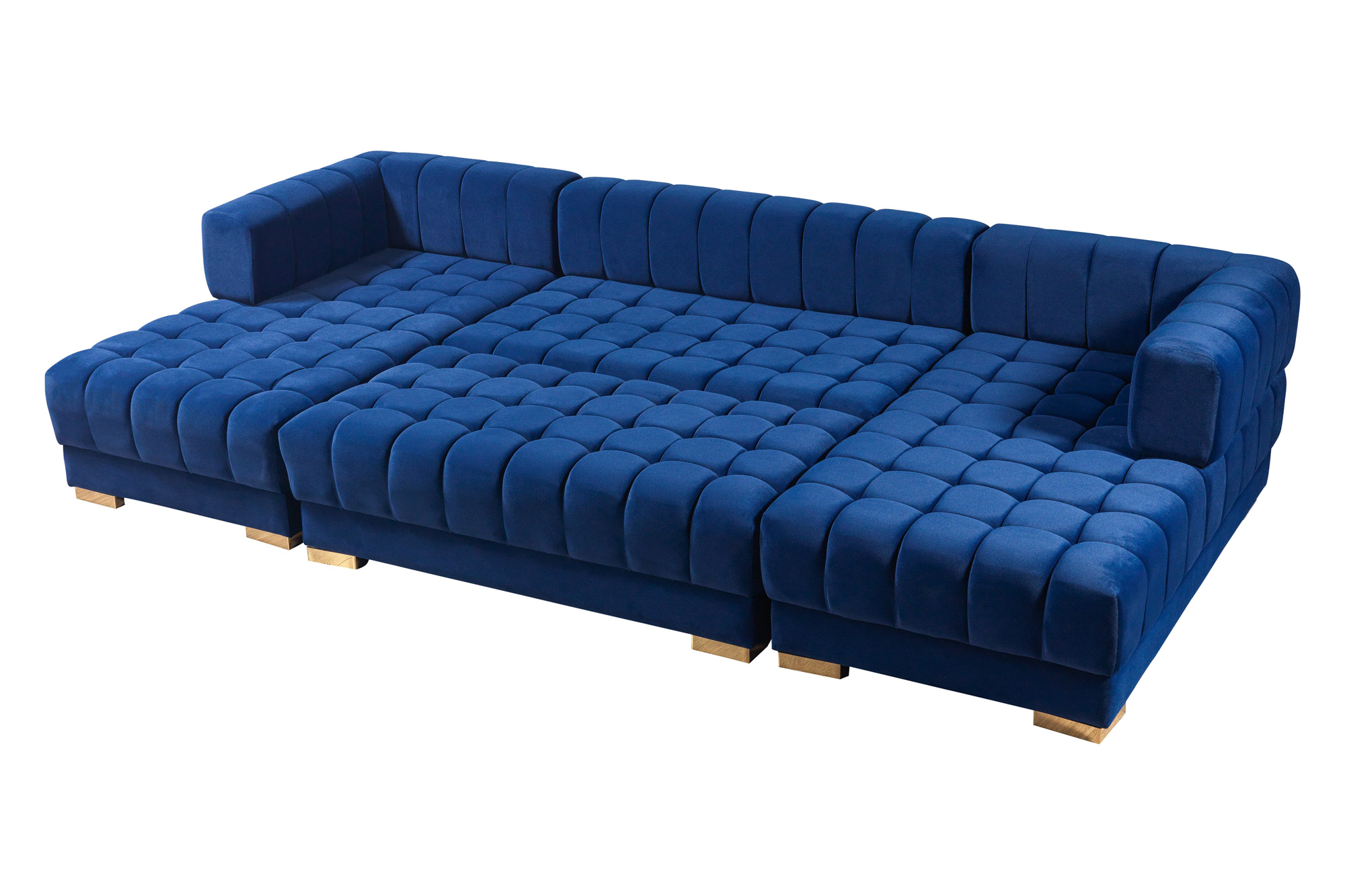 Nova Ariana Velvet Double Chaise Sectional - Blue