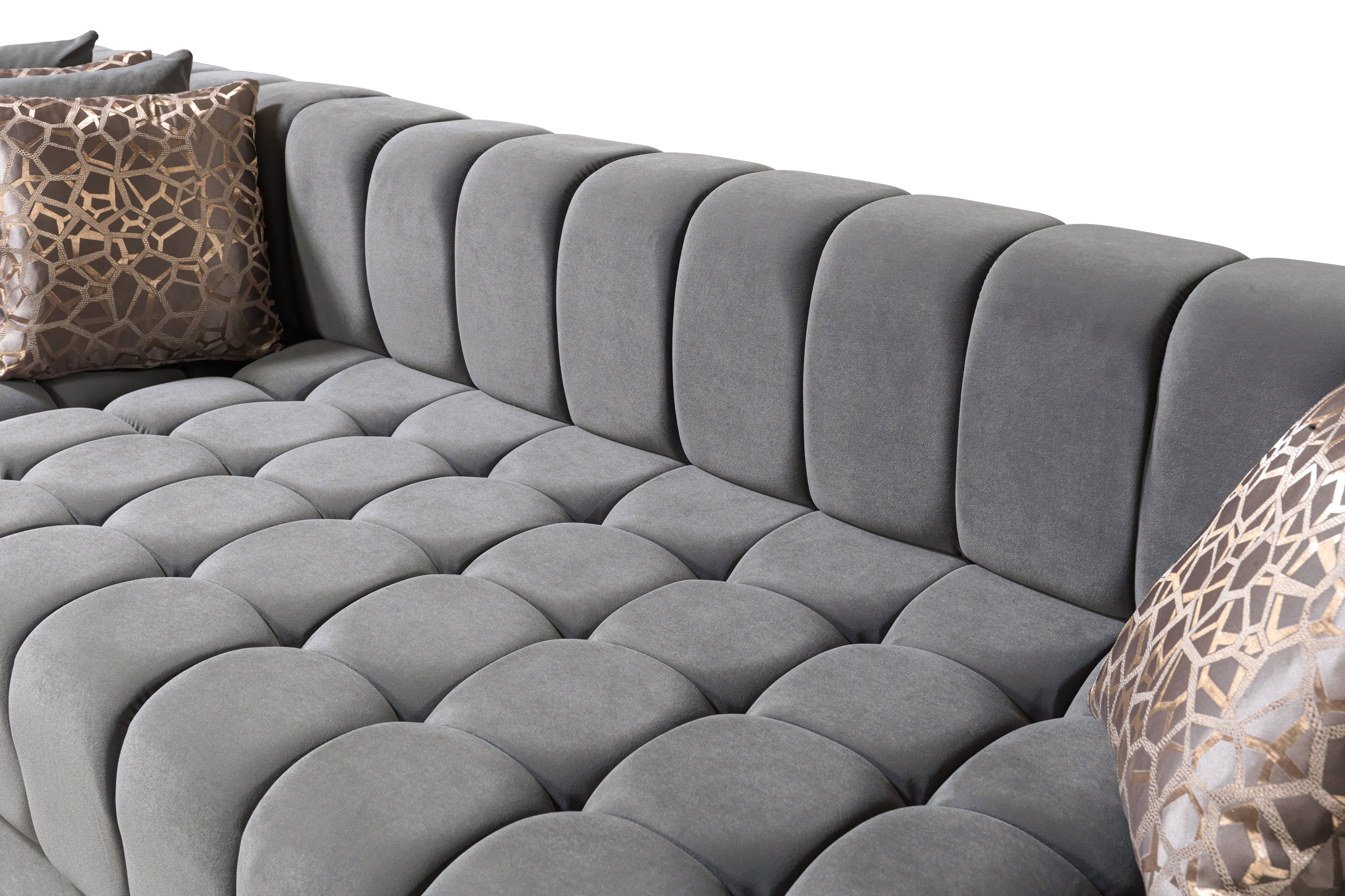 Nova Ariana Velvet Double Chaise Sectional - Gray