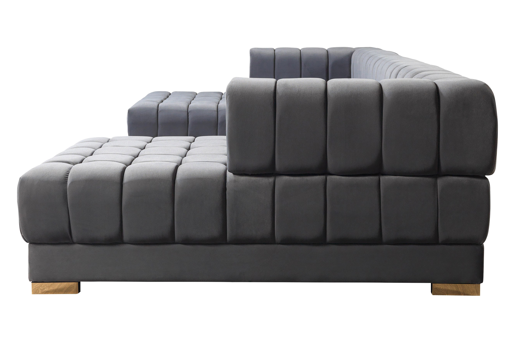 Nova Ariana Velvet Double Chaise Sectional - Gray