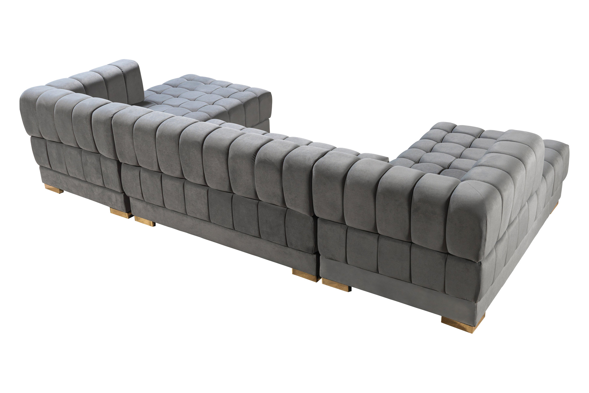 Nova Ariana Velvet Double Chaise Sectional - Gray