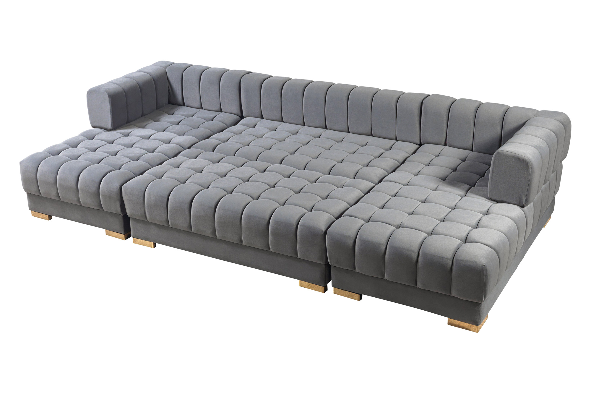 Nova Ariana Velvet Double Chaise Sectional - Gray