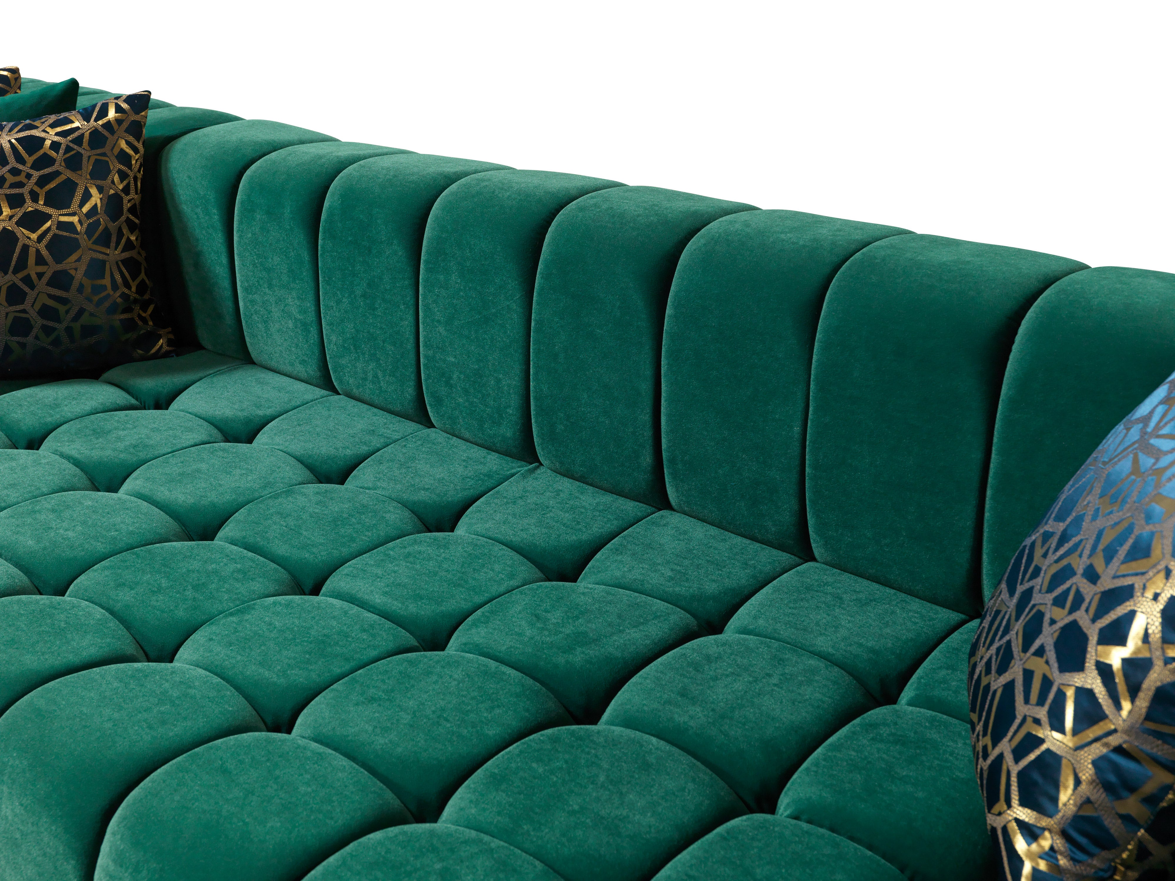 Nova - Ariana Green Velvet Double Chaise 138" Sectional