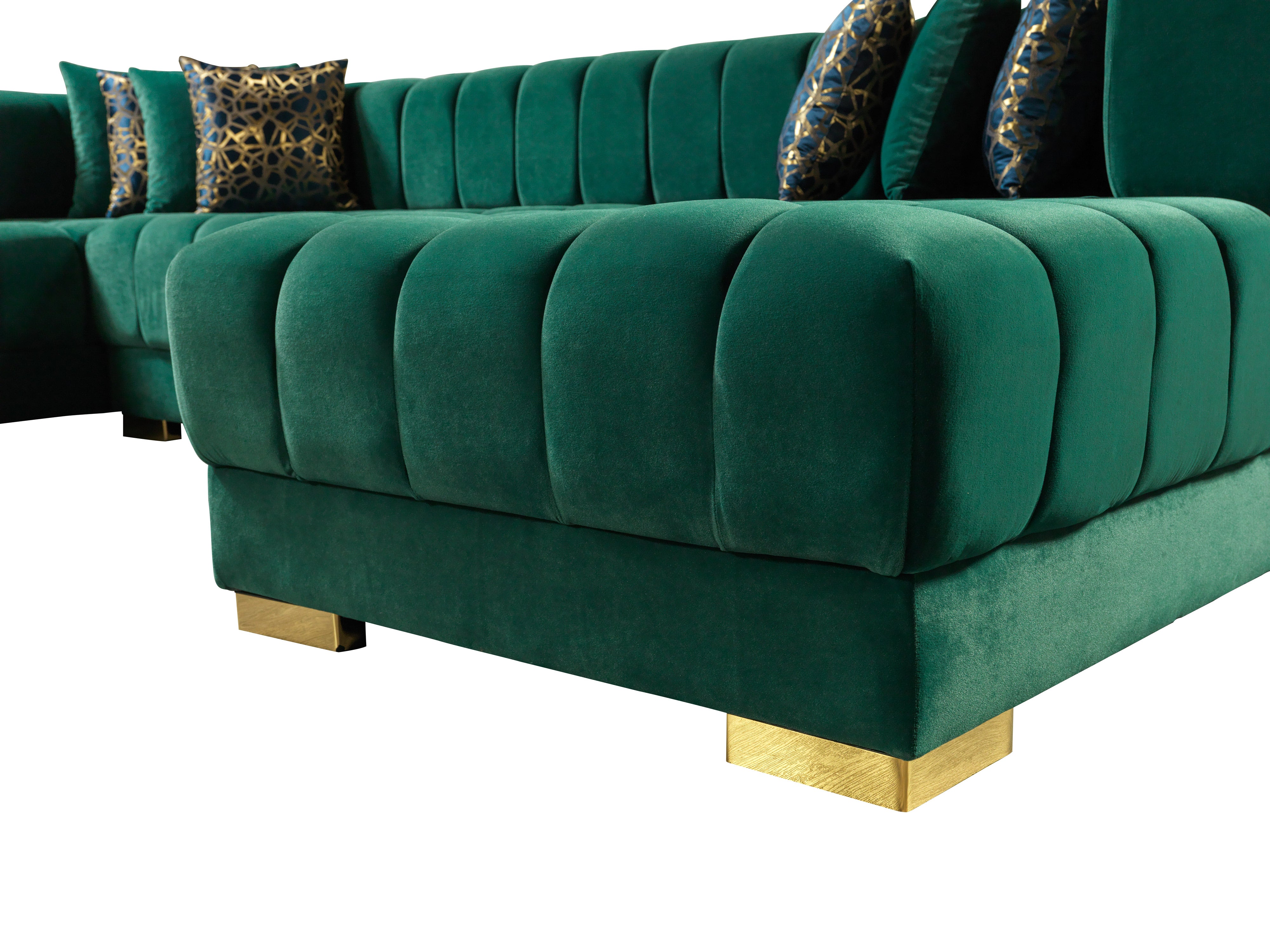 Nova - Ariana Green Velvet Double Chaise 138" Sectional