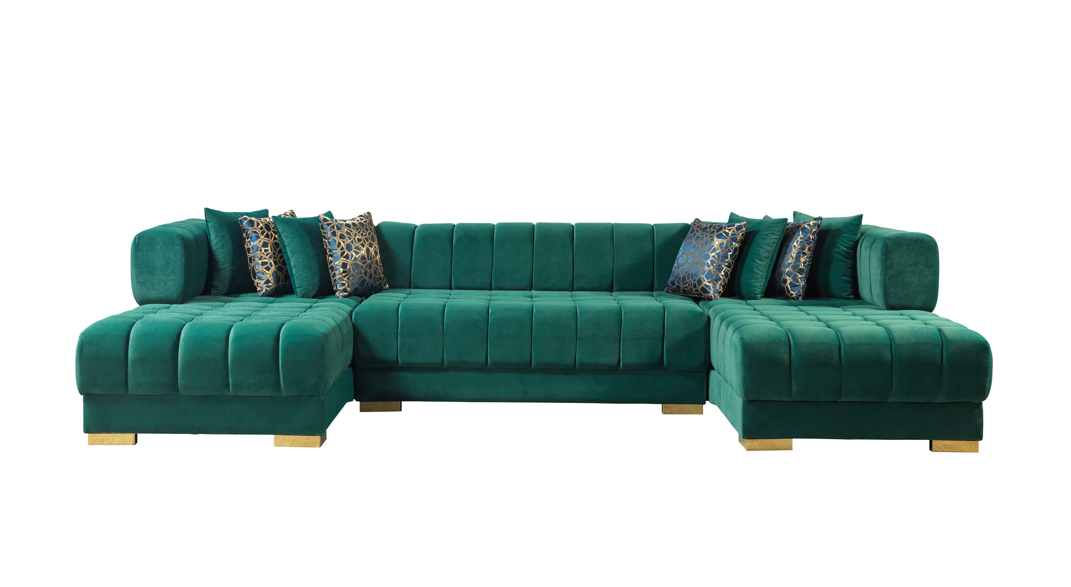 Nova - Ariana Green Velvet Double Chaise 138" Sectional