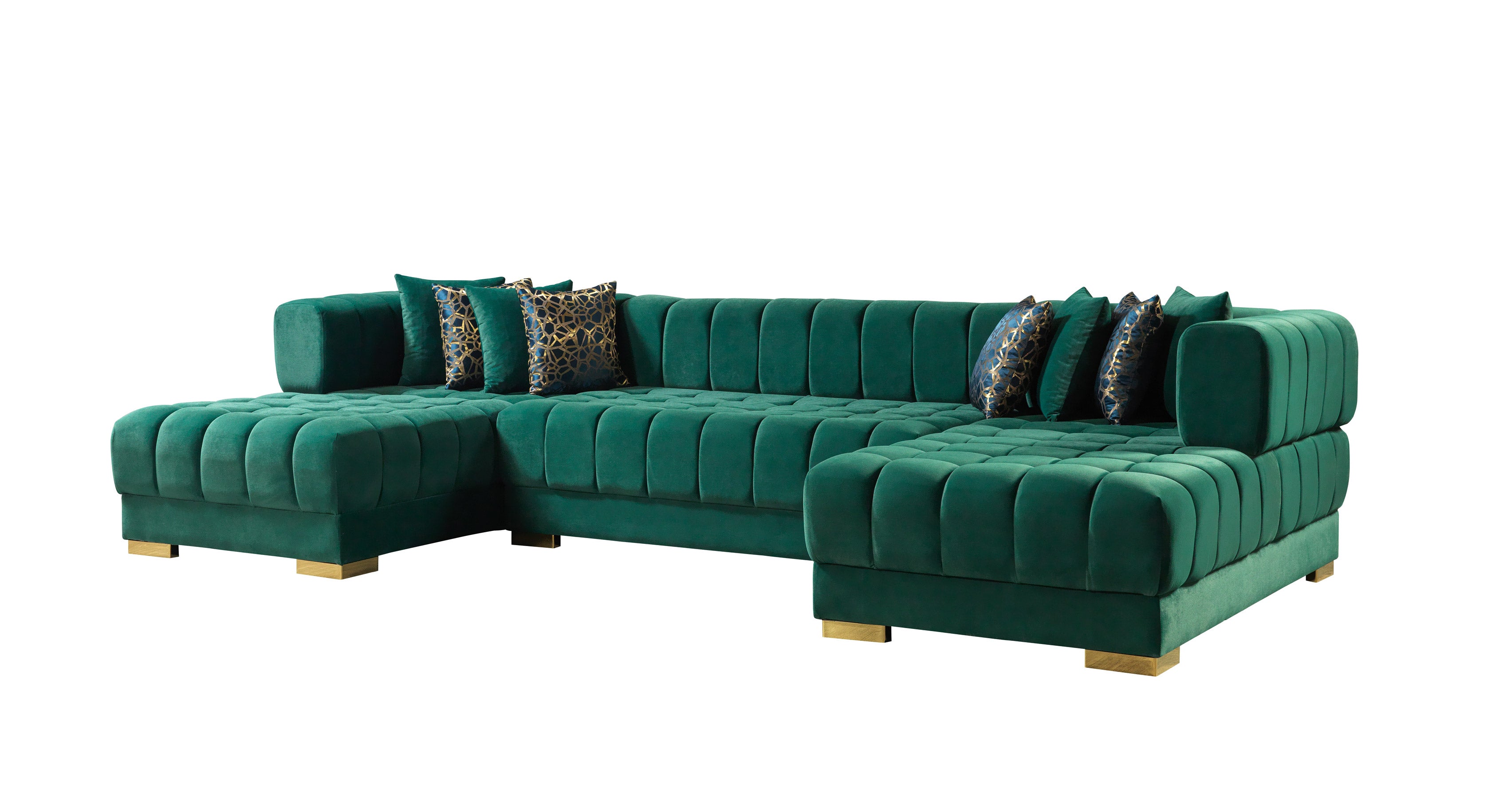 Nova - Ariana Green Velvet Double Chaise 138" Sectional