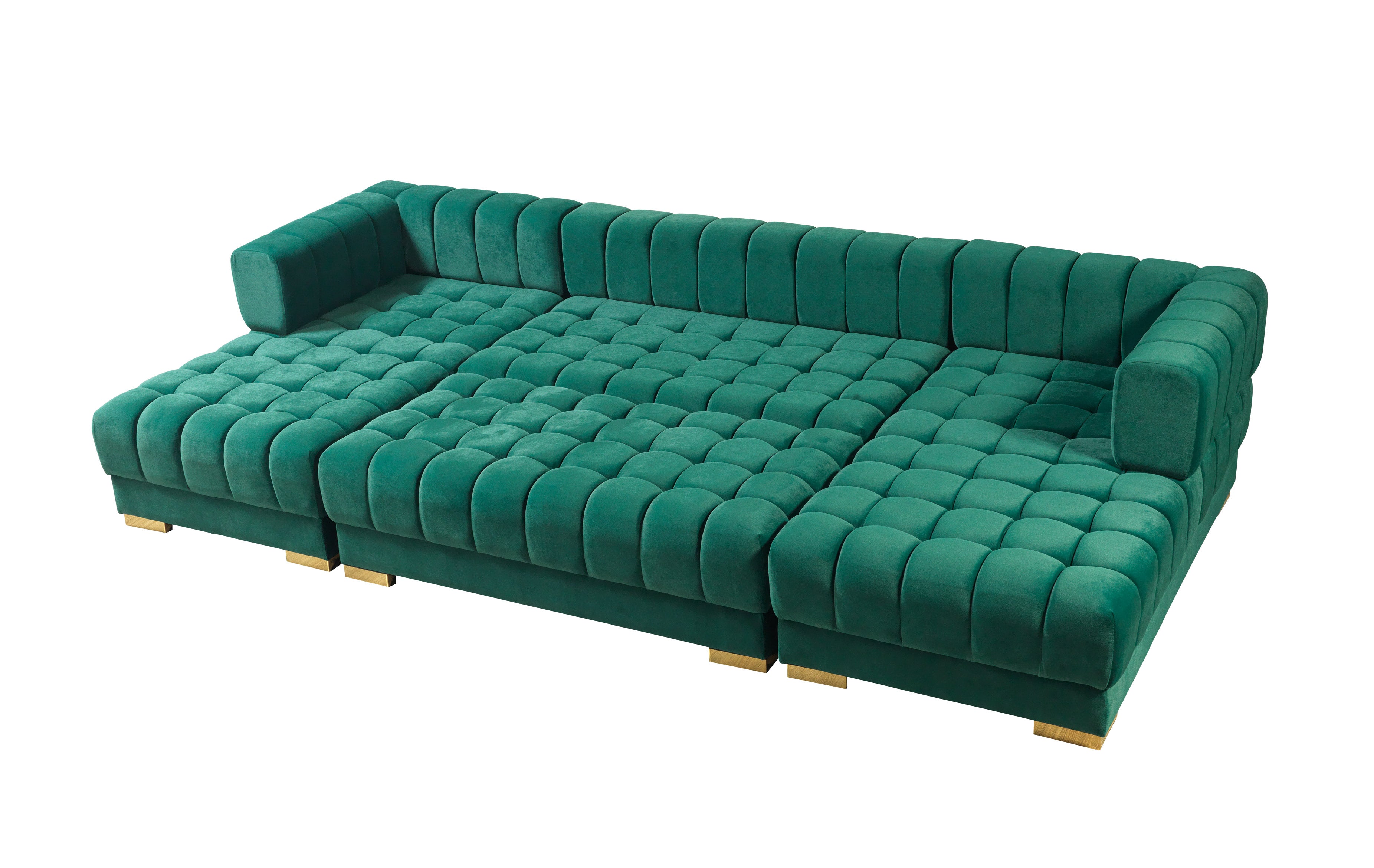 Nova - Ariana Green Velvet Double Chaise 138" Sectional