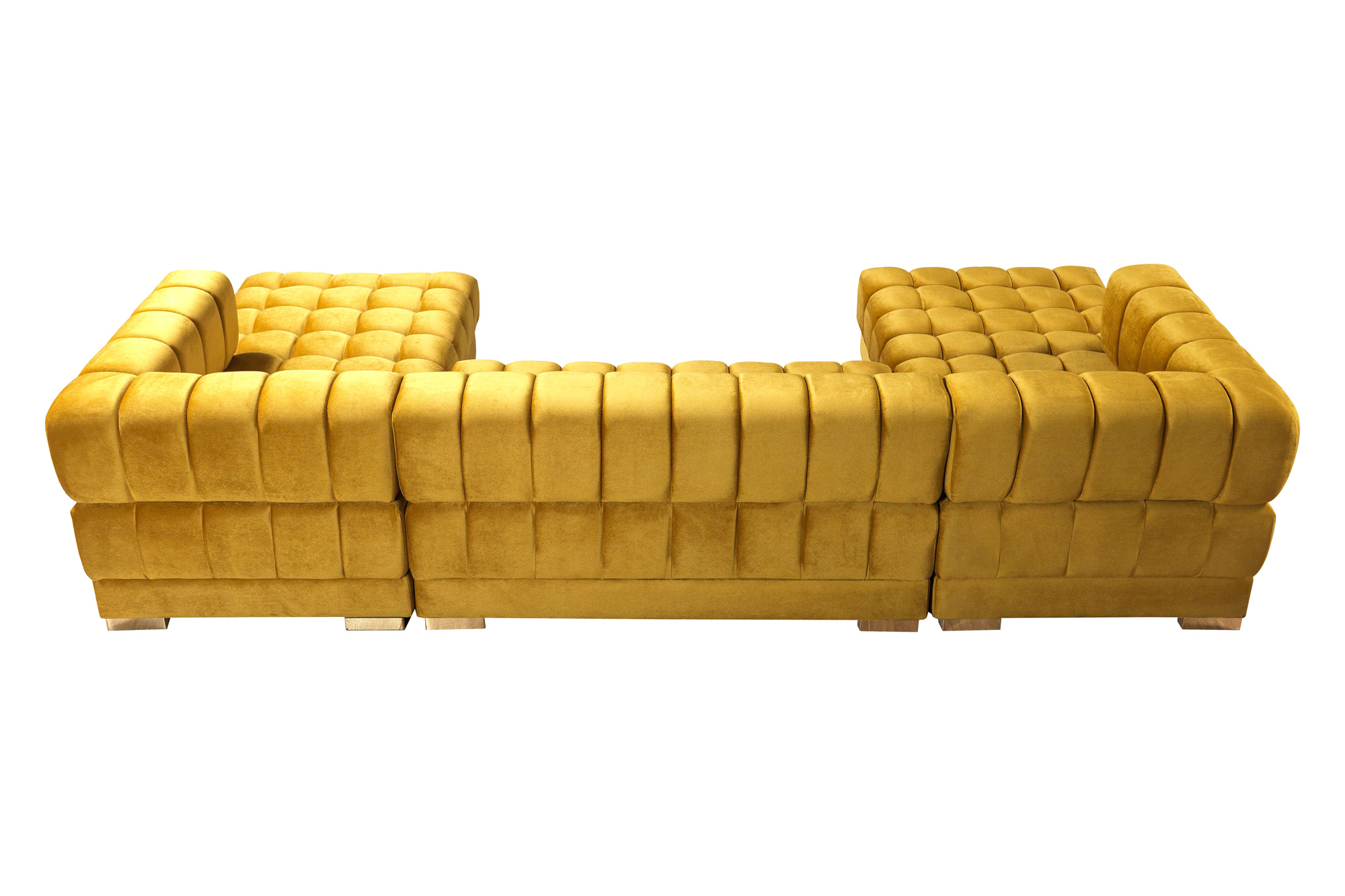 Nova Ariana Velvet Double Chaise Sectional - Mustard