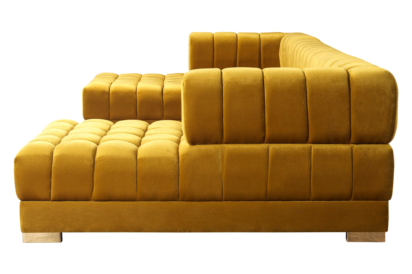 Nova Ariana Velvet Double Chaise Sectional - Mustard