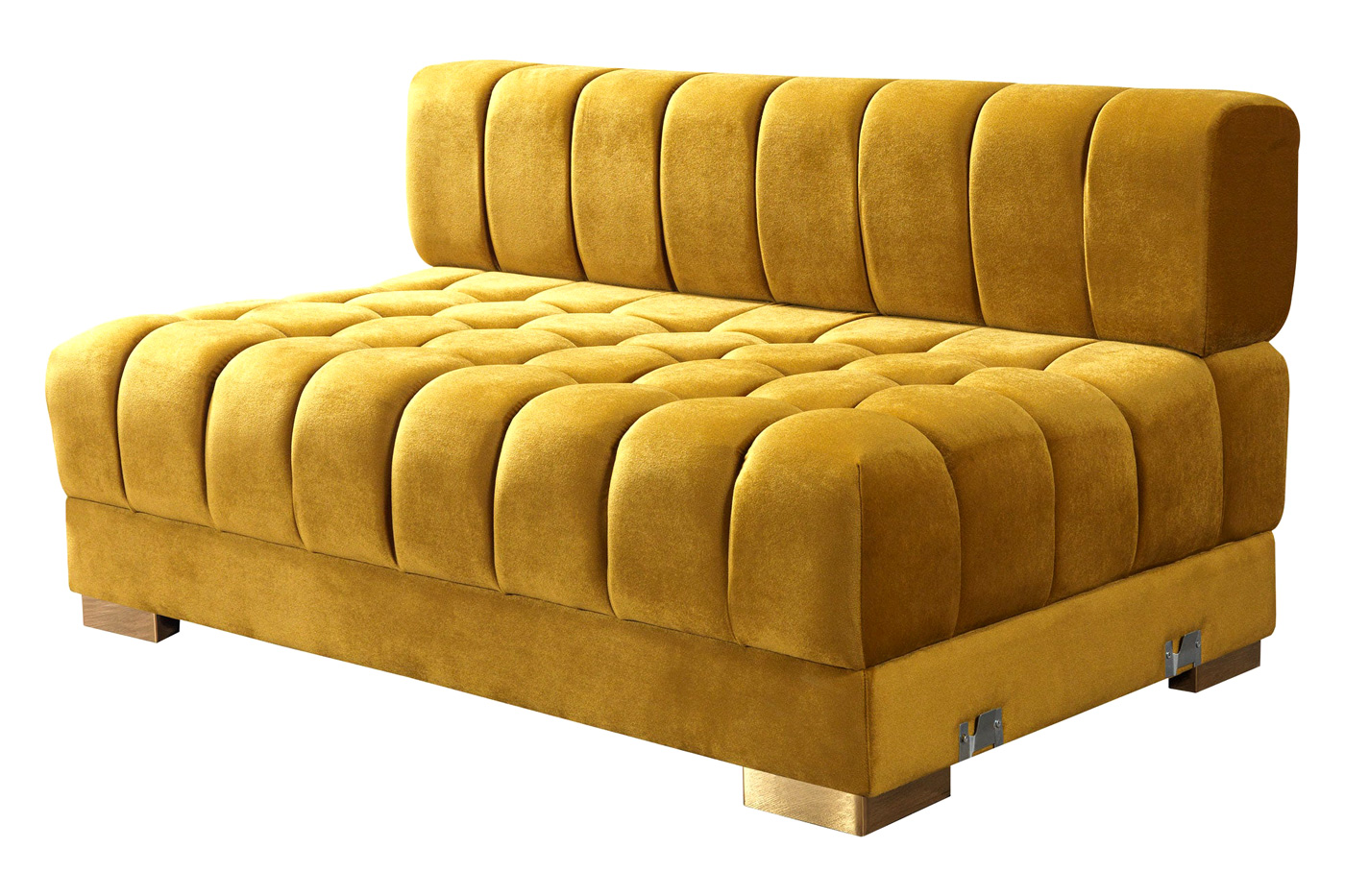 Nova Ariana Velvet Double Chaise Sectional - Mustard