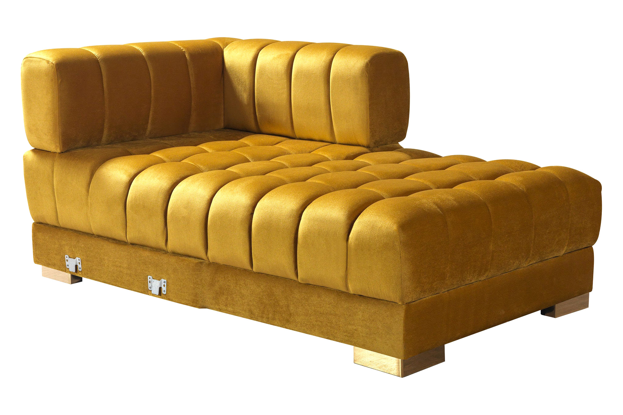 Nova Ariana Velvet Double Chaise Sectional - Mustard