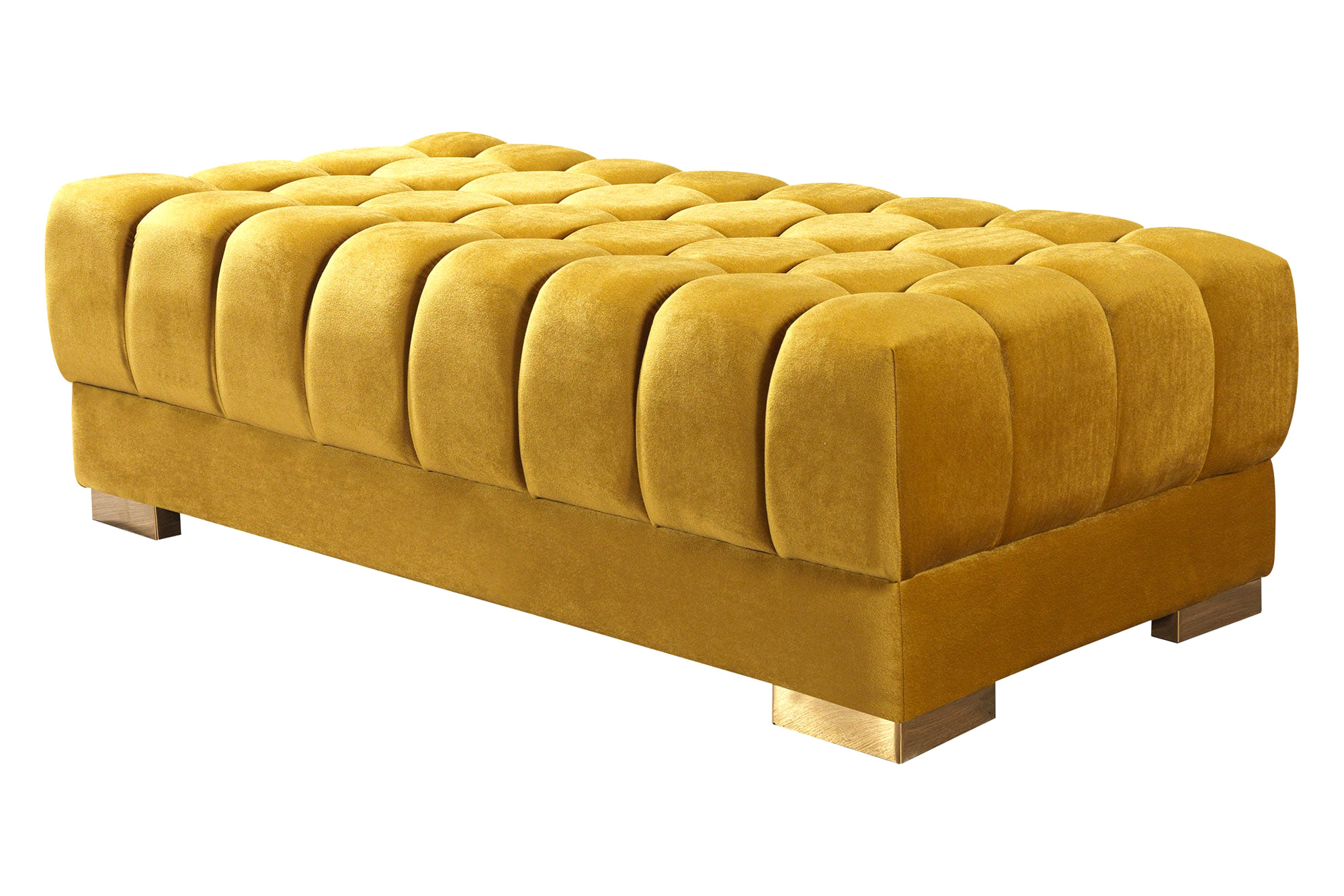 Nova Ariana Velvet Double Chaise Sectional - Mustard