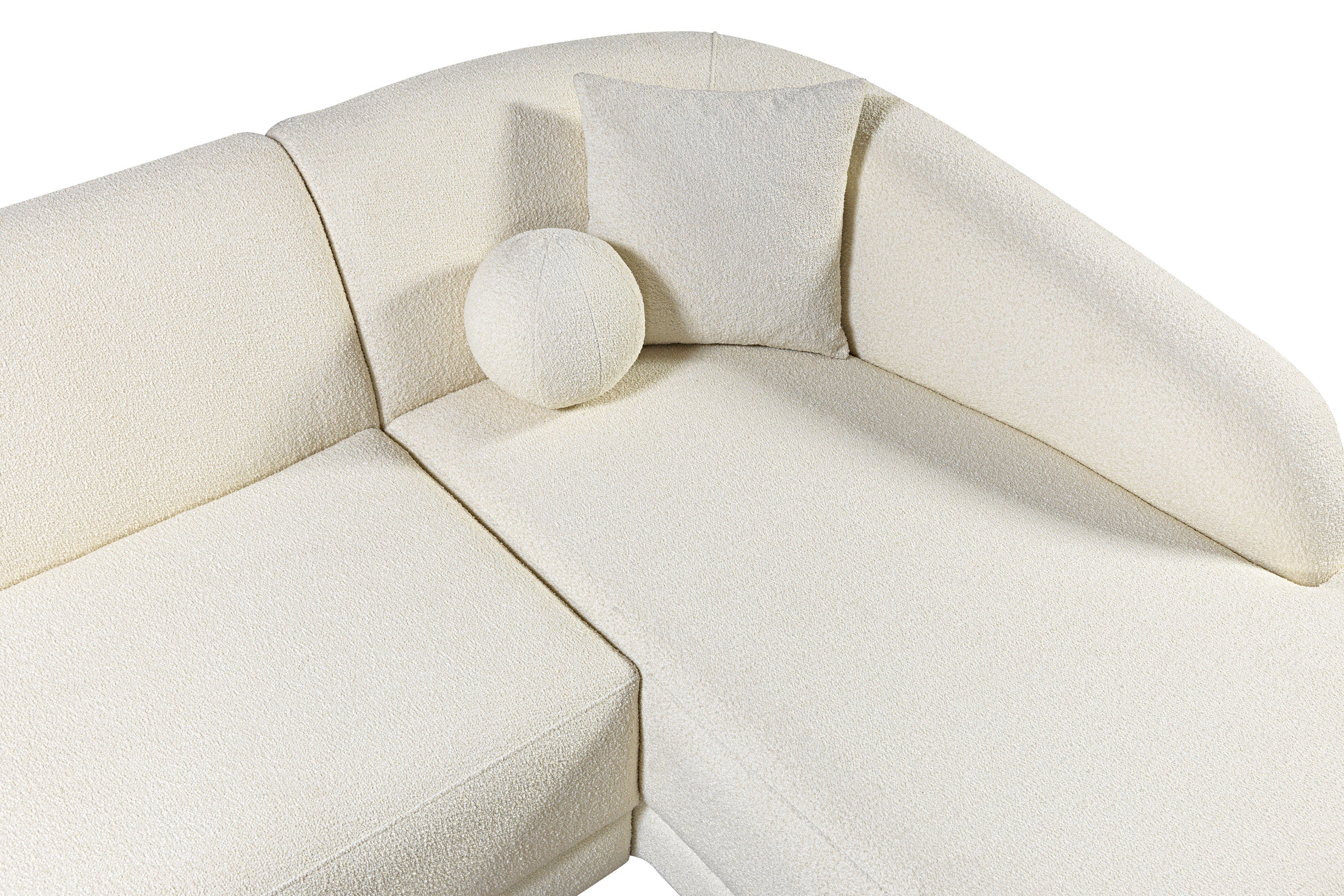 Nova - Bella Ivory Boucle Sectional in Right Arm Facing