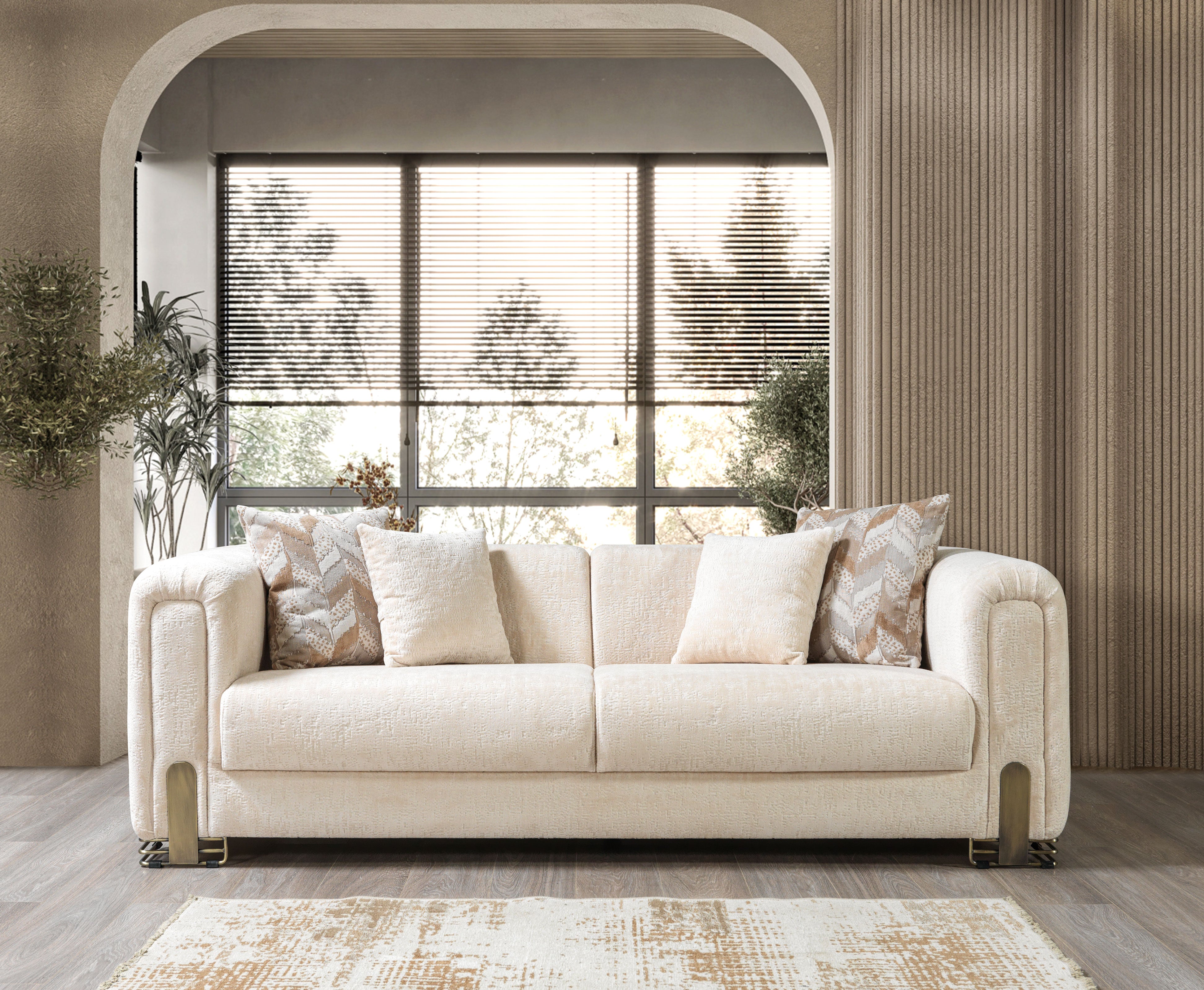 Nova Brenda Ivory Boucle Sofa 93" & Loveseat 71"