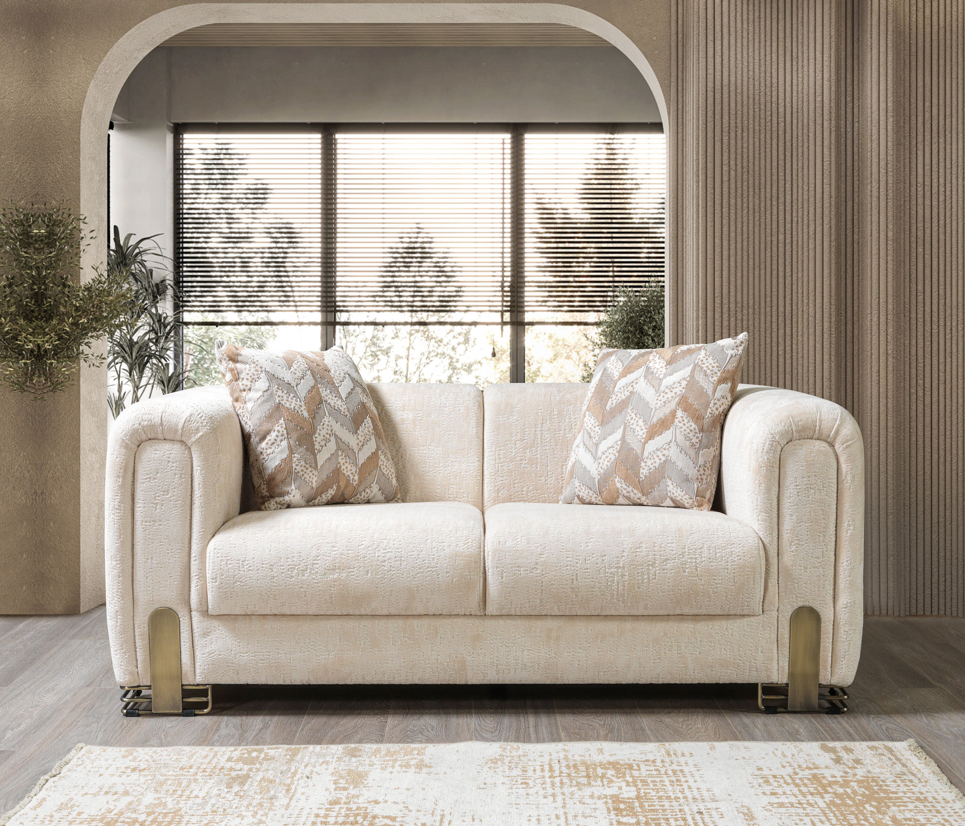 Nova Brenda Ivory Boucle Sofa 93" & Loveseat 71"