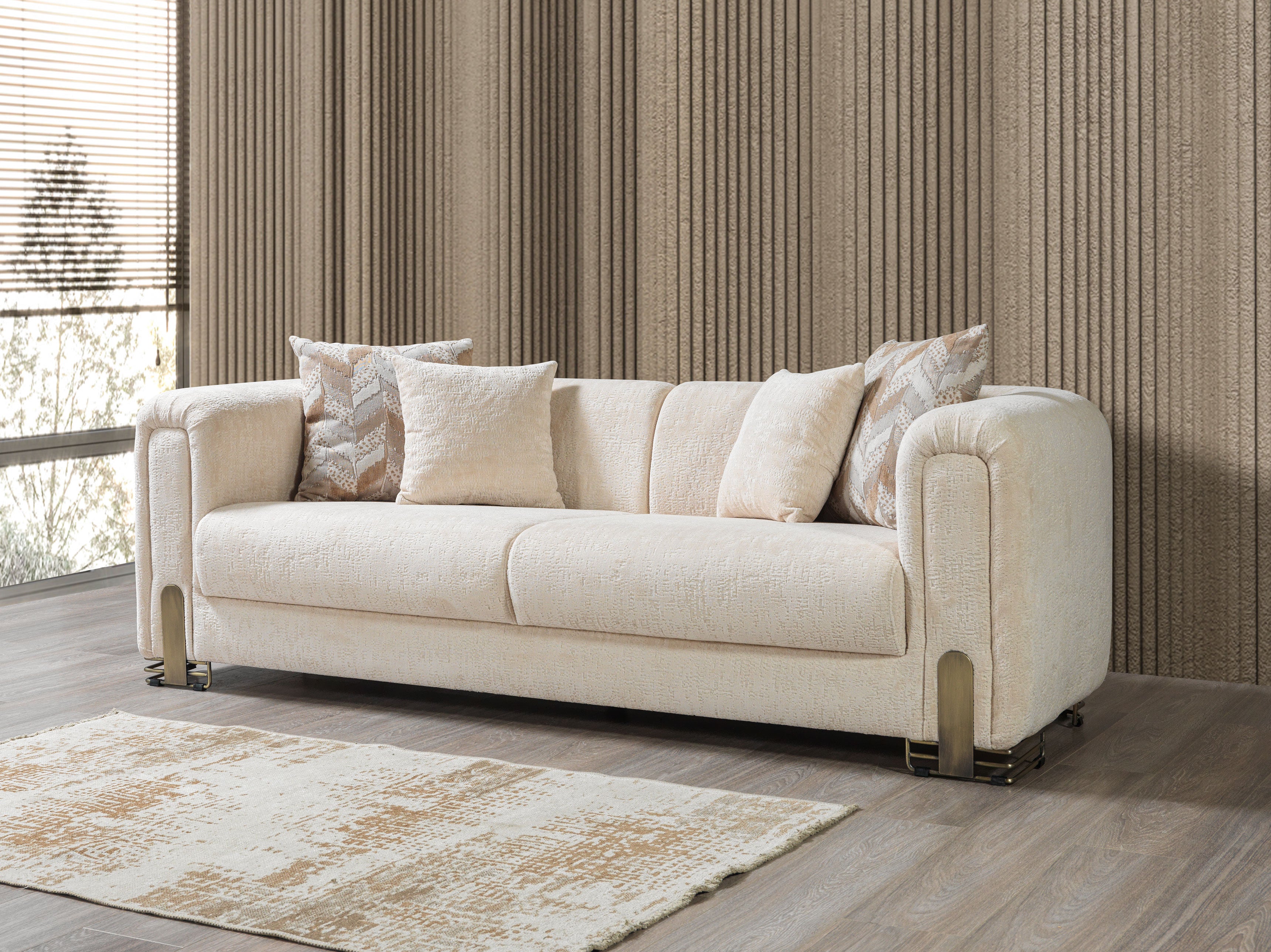 Nova Brenda Ivory Boucle Sofa 93" & Loveseat 71"