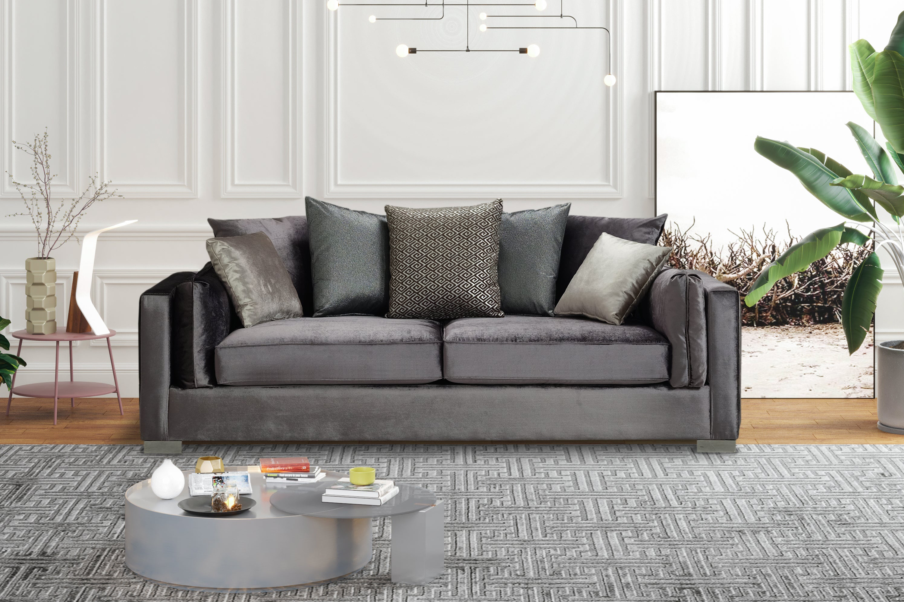 Nova - Clara Gray Velvet Sofa & Loveseat