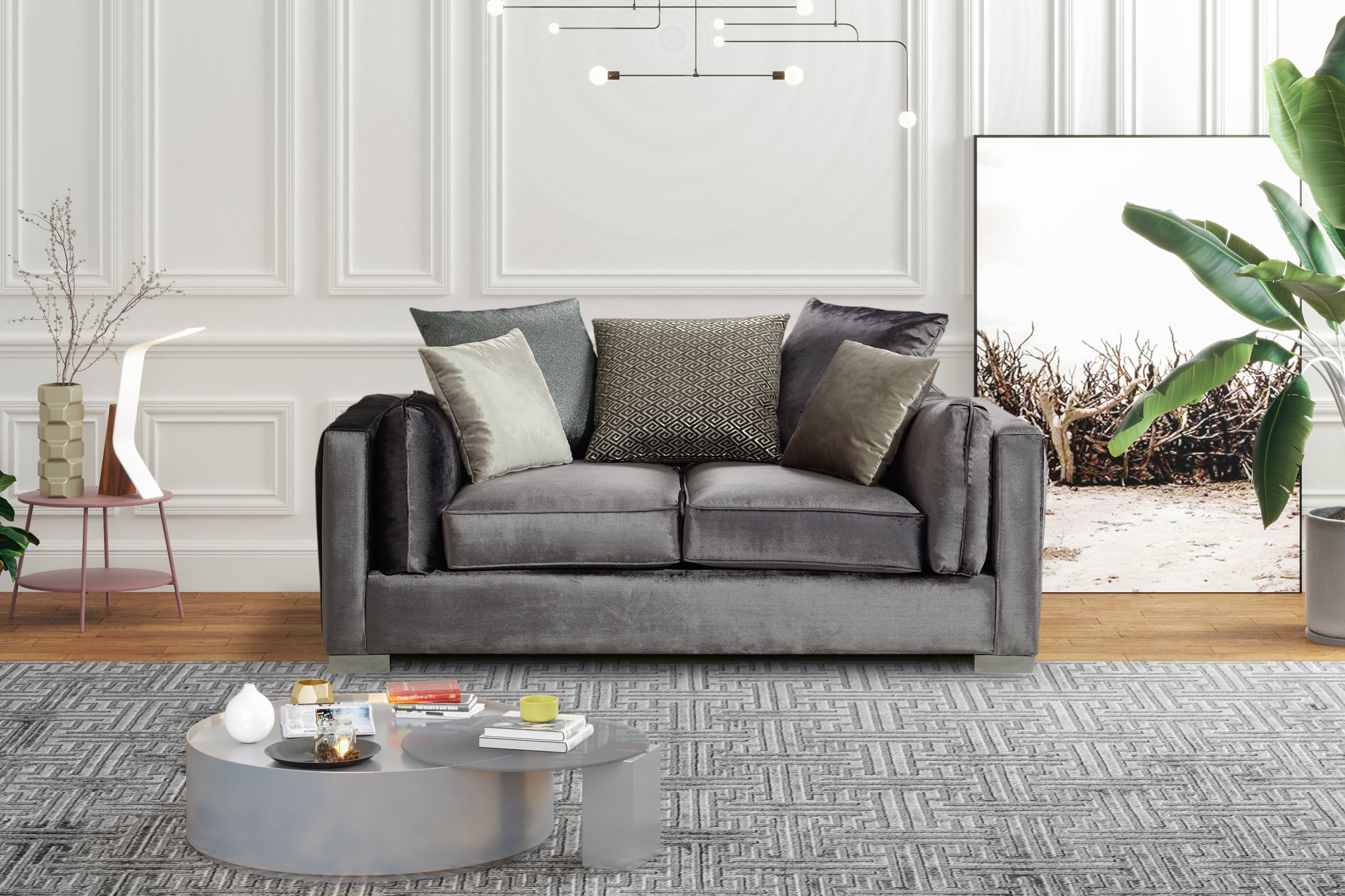 Nova - Clara Gray Velvet Sofa & Loveseat