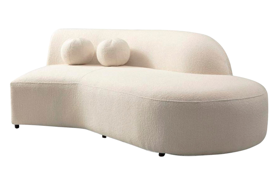 Nova Cloe Ivory Boucle Curved Sectional - Right Arm Facing