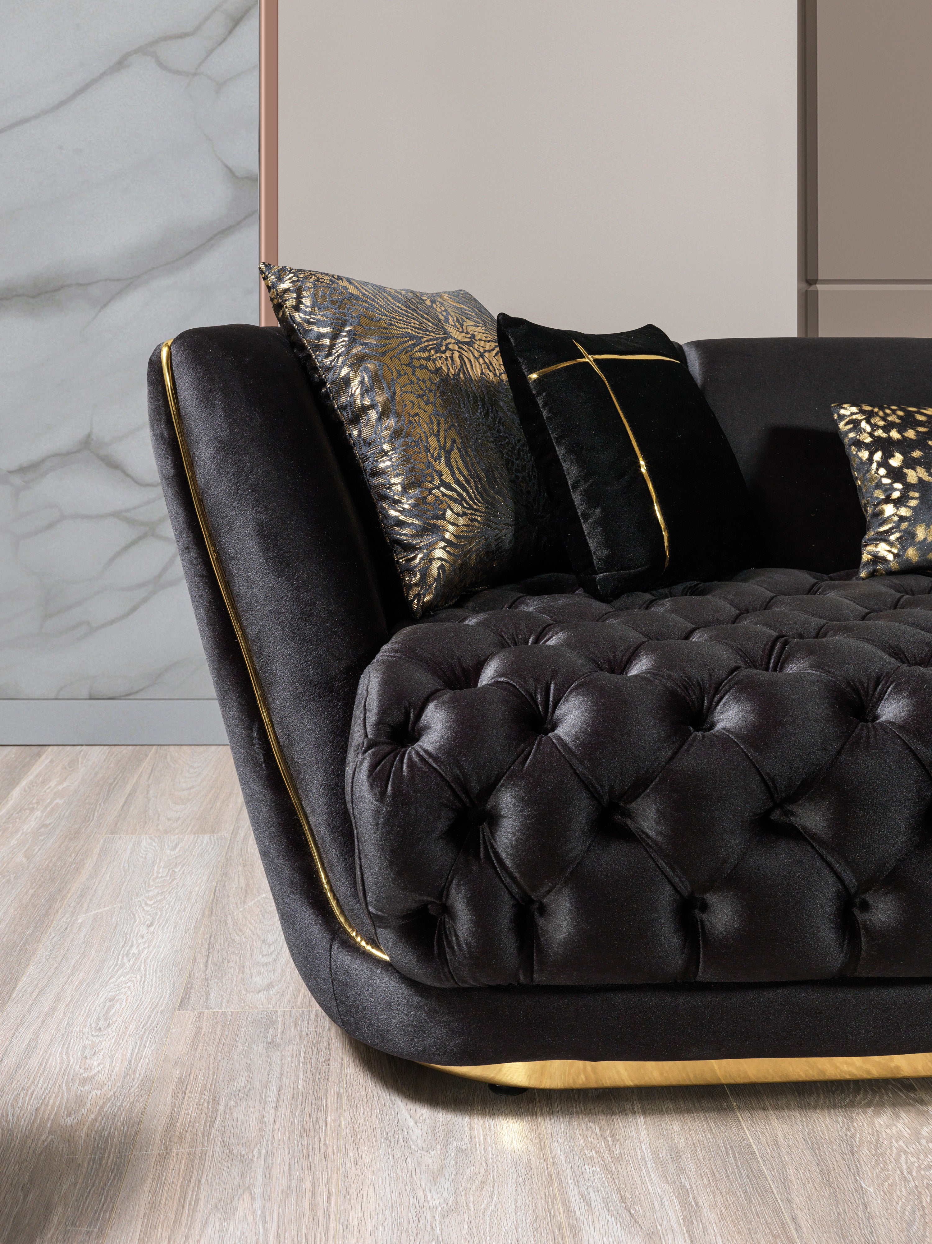 Nova - Daphne Black Velvet Sofa 95" & Loveseat 79"