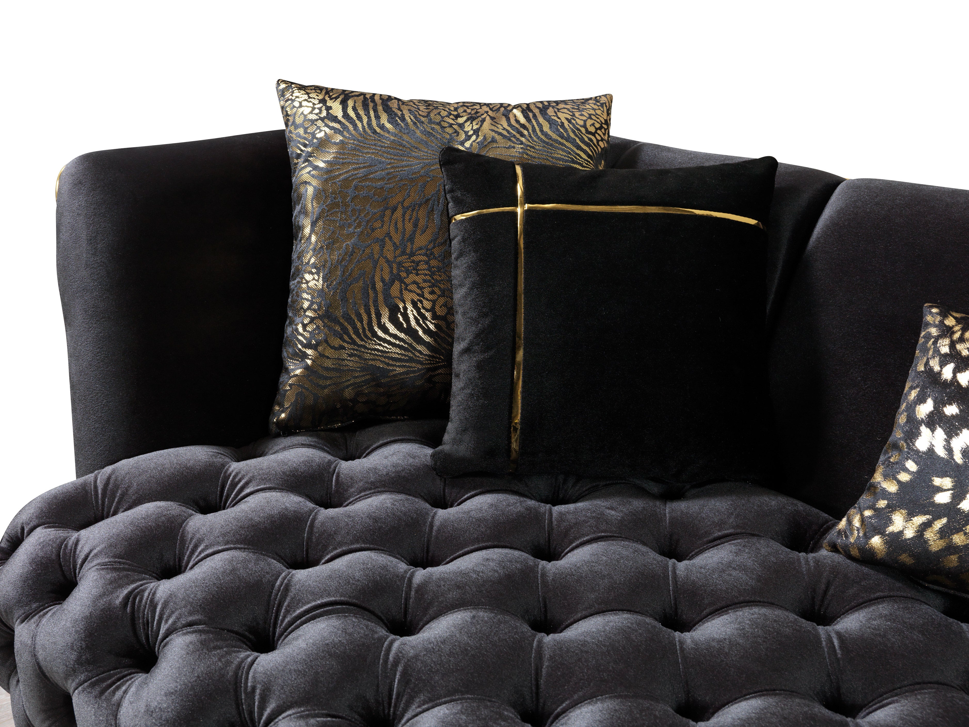 Nova - Daphne Black Velvet Sofa 95" & Loveseat 79"