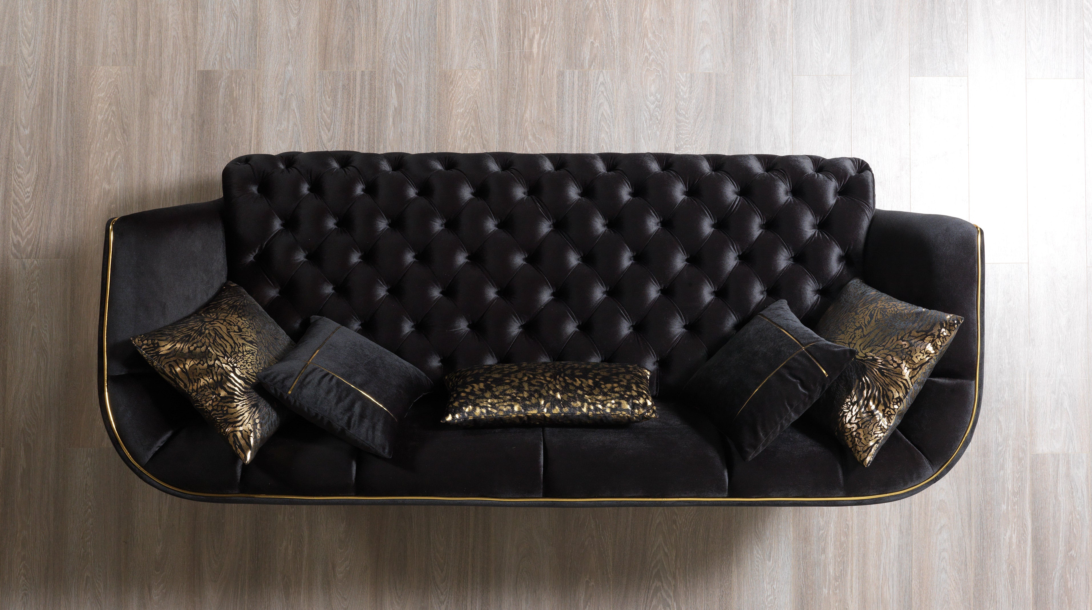 Nova - Daphne Black Velvet Sofa 95" & Loveseat 79"