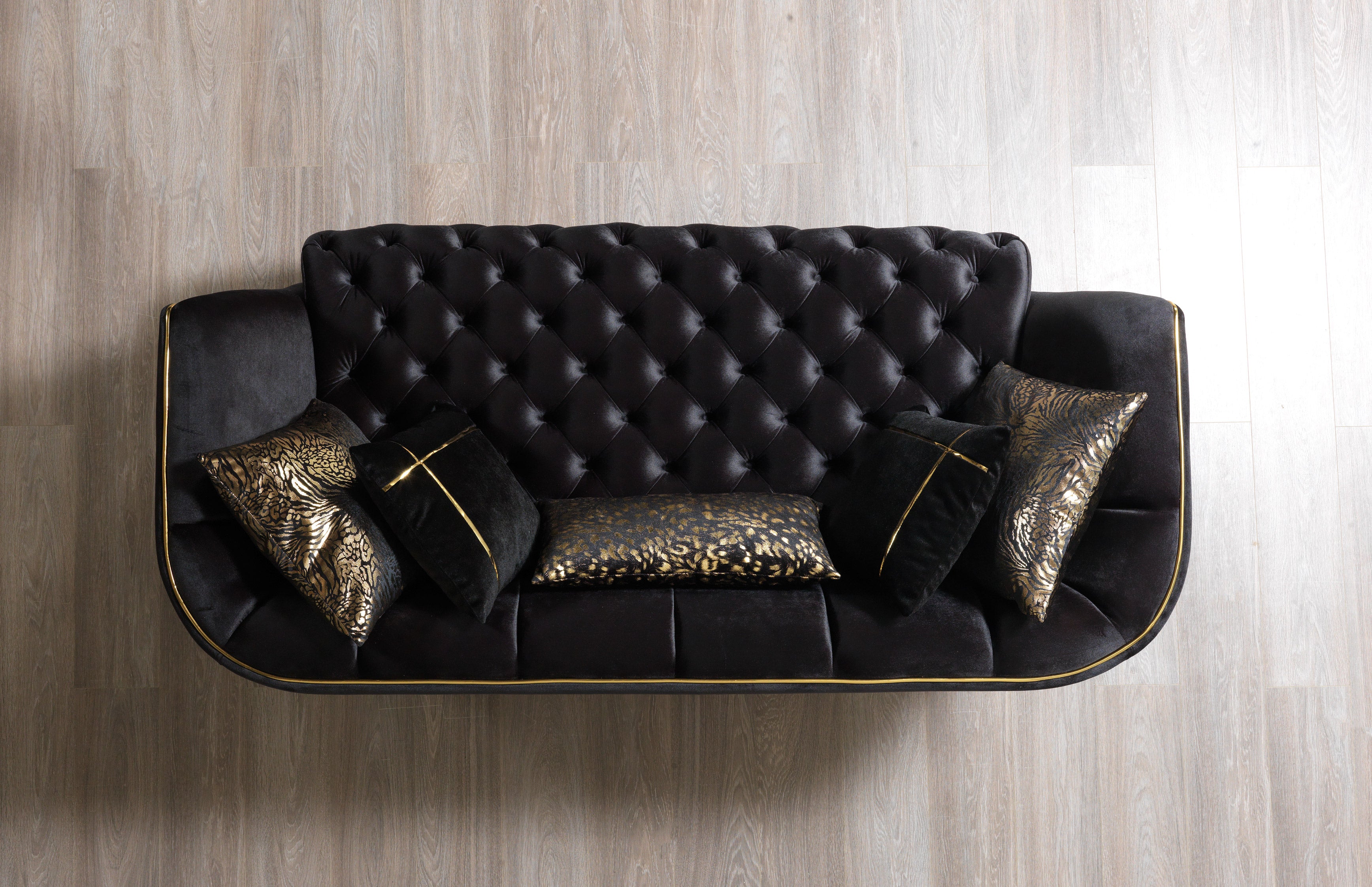 Nova - Daphne Black Velvet Sofa 95" & Loveseat 79"