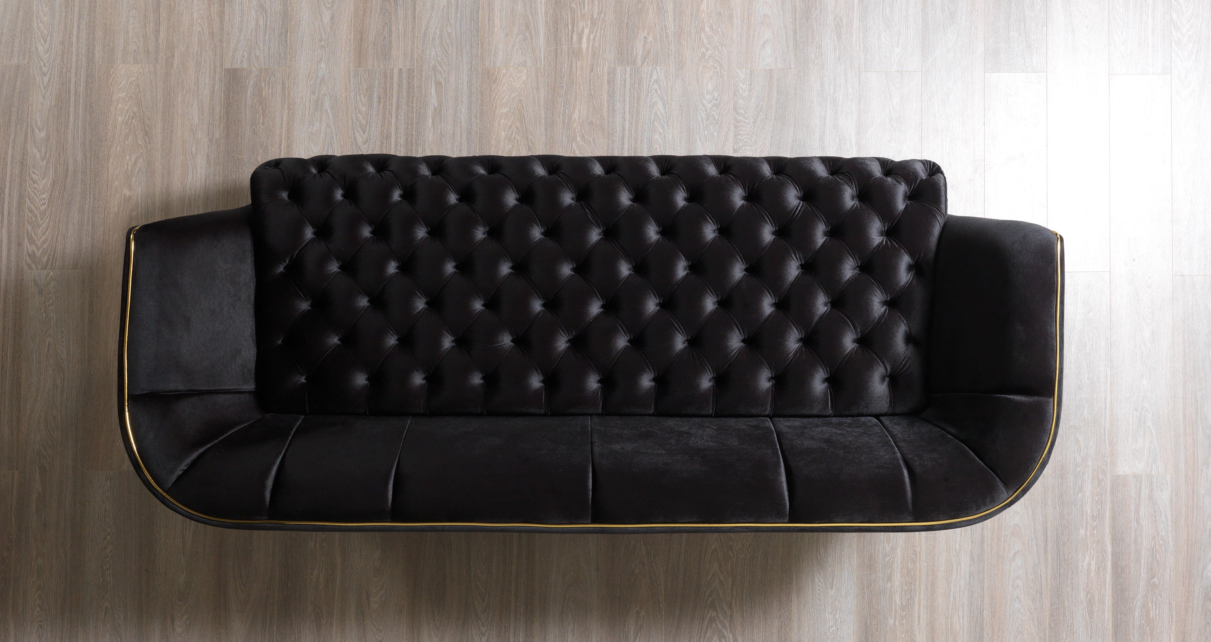 Nova - Daphne Black Velvet Sofa 95" & Loveseat 79"