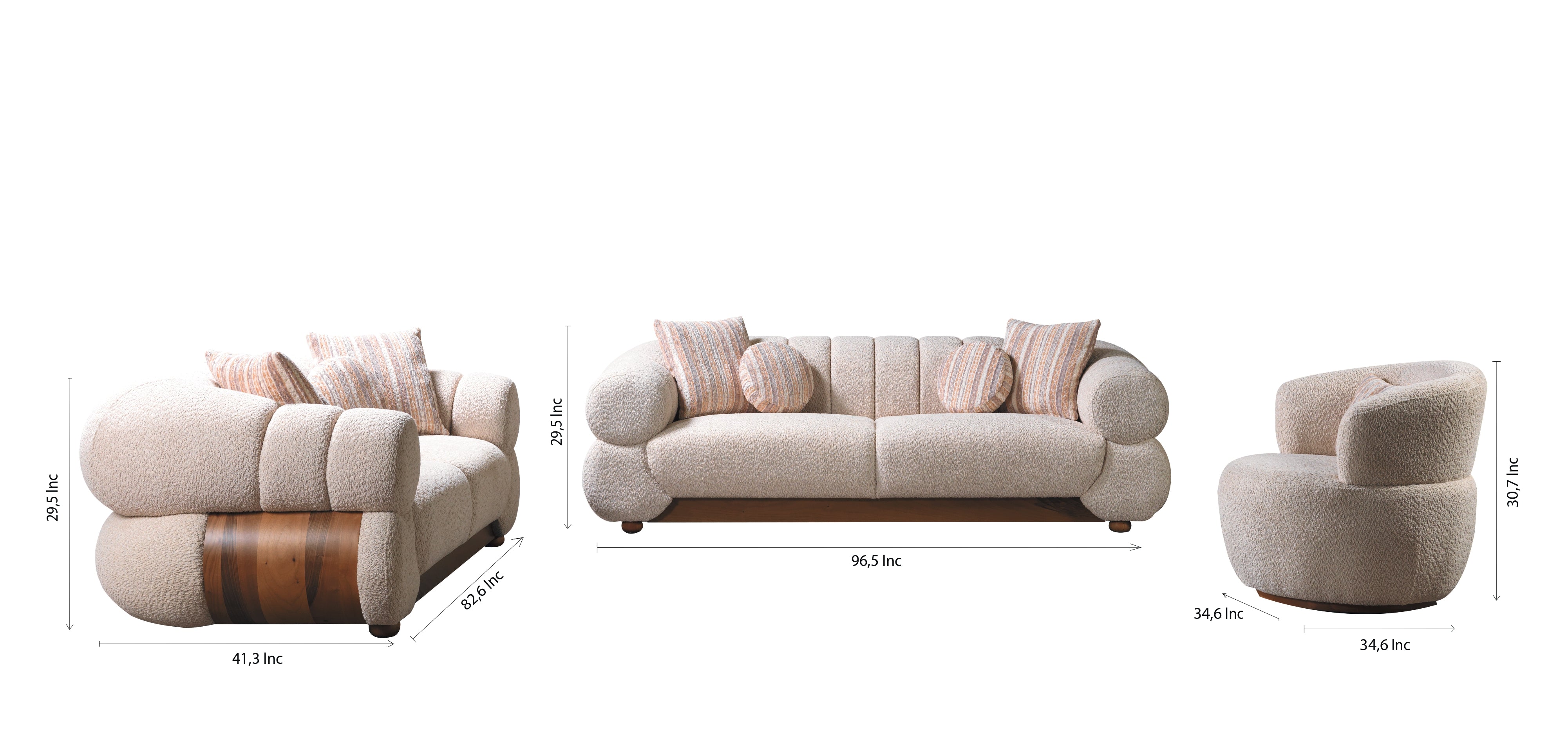 Nova - Destina Ivory Boucle Sofa 96" & Loveseat 81"