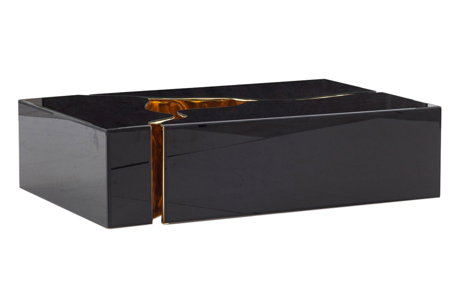 Nova Dream Glass 3-Piece Coffee Table - Black/Gold