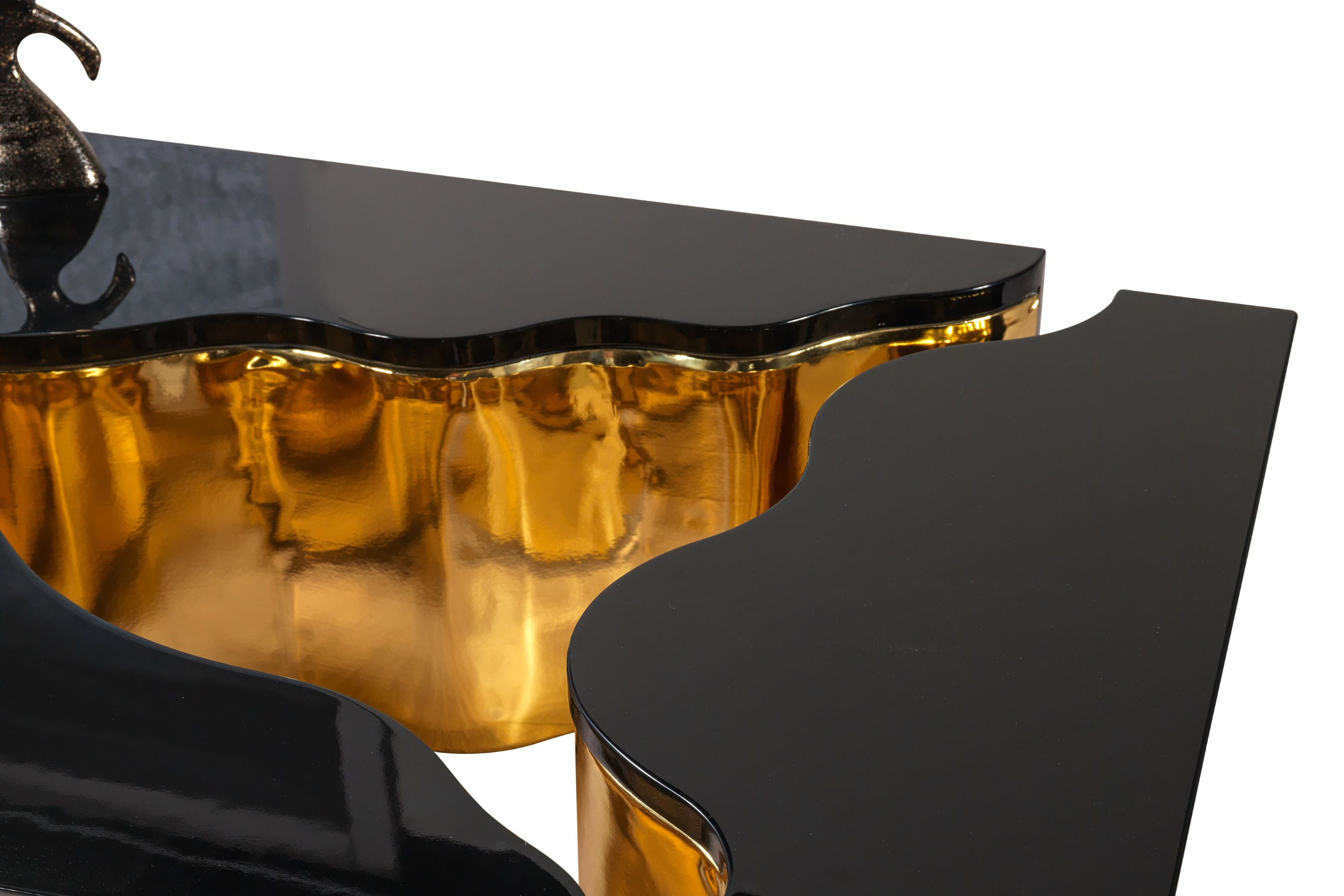 Nova Dream Wood 3-Piece Coffee Table - Black/Gold