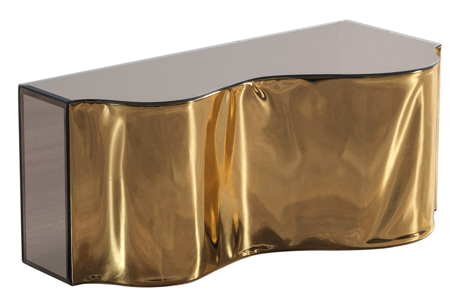 Nova Dream Glass 3-Piece Coffee Table - Bronze/Gold