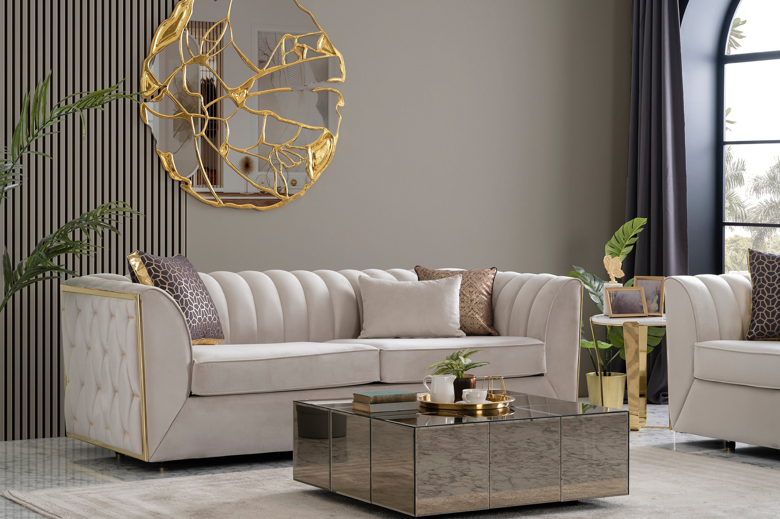 Nova - Dream Ivory Velvet Sofa & Loveseat