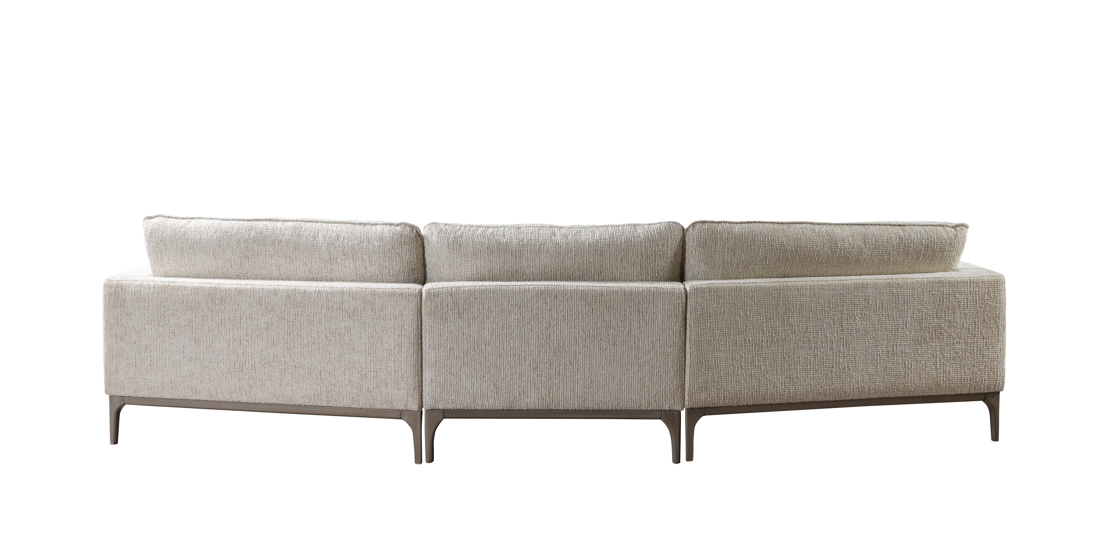 Nova - Dylan Ivory Linen 3-Piece Curved 126" Sectional with Ottoman