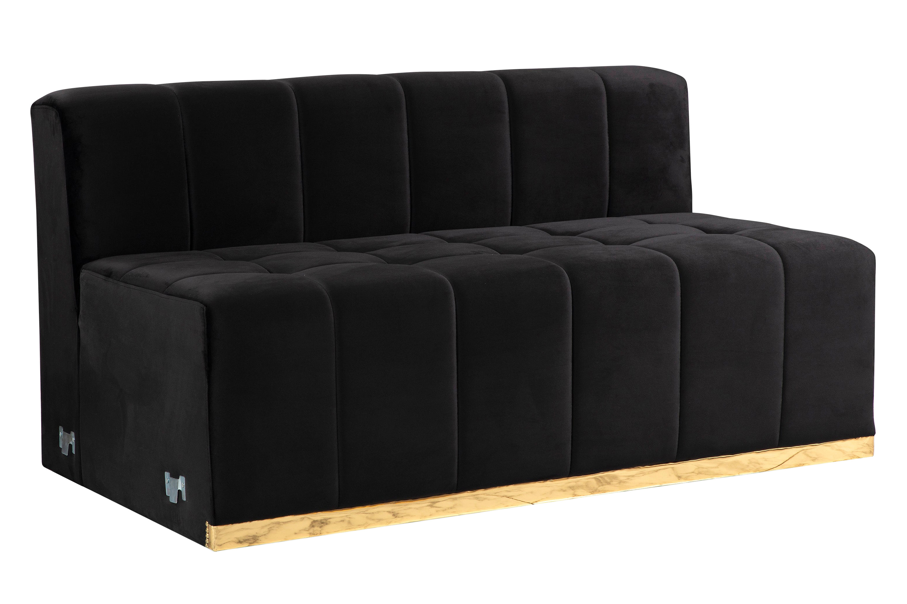 Nova Elisha Velvet Double Chaise Sectional - Black