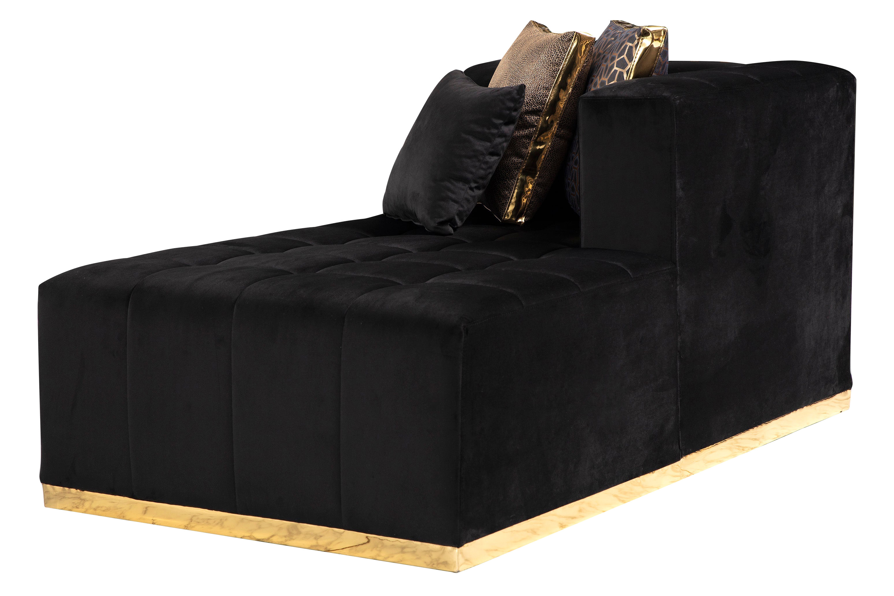 Nova Elisha Velvet Double Chaise Sectional - Black