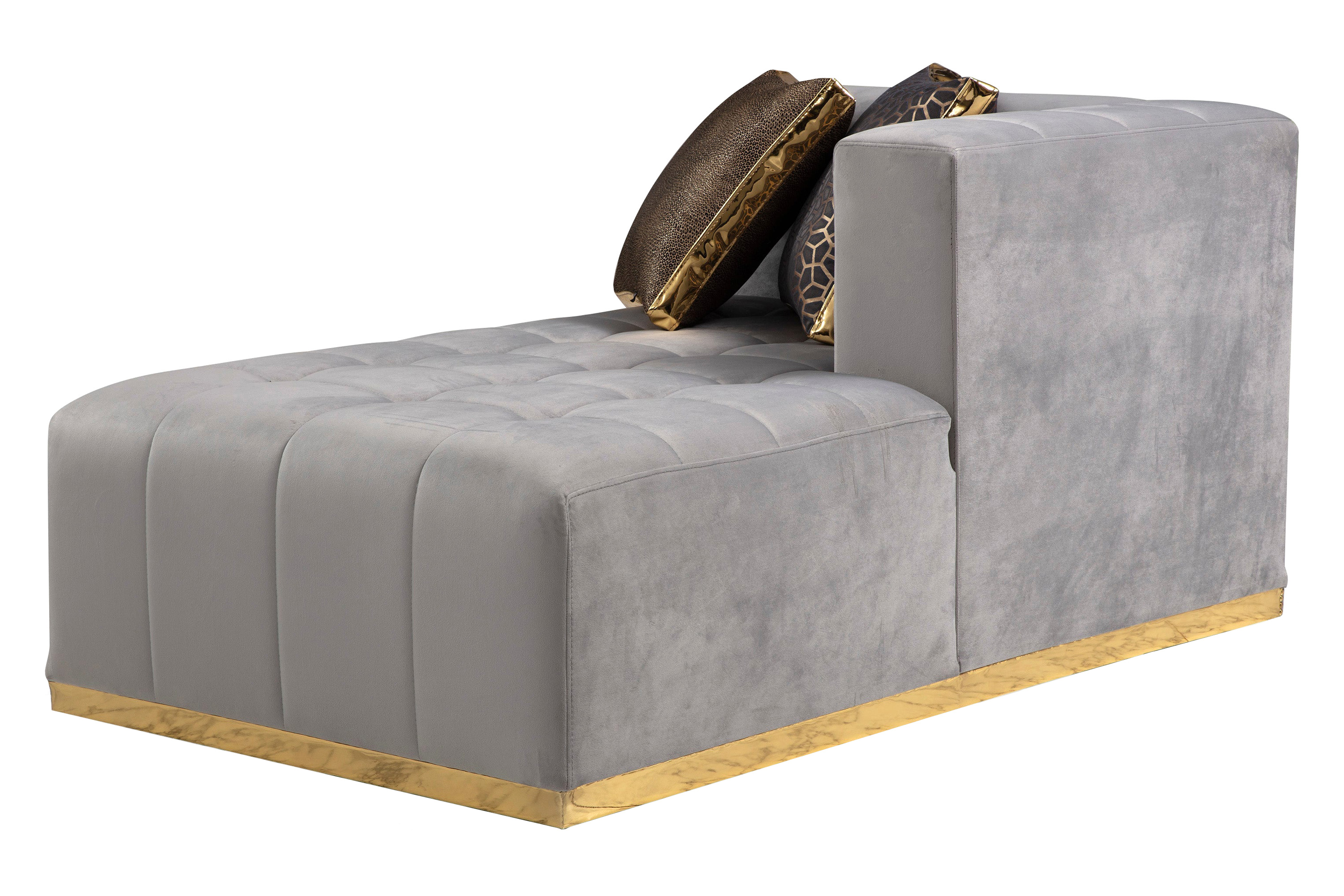 Nova Elisha Velvet Double Chaise Sectional - Gray