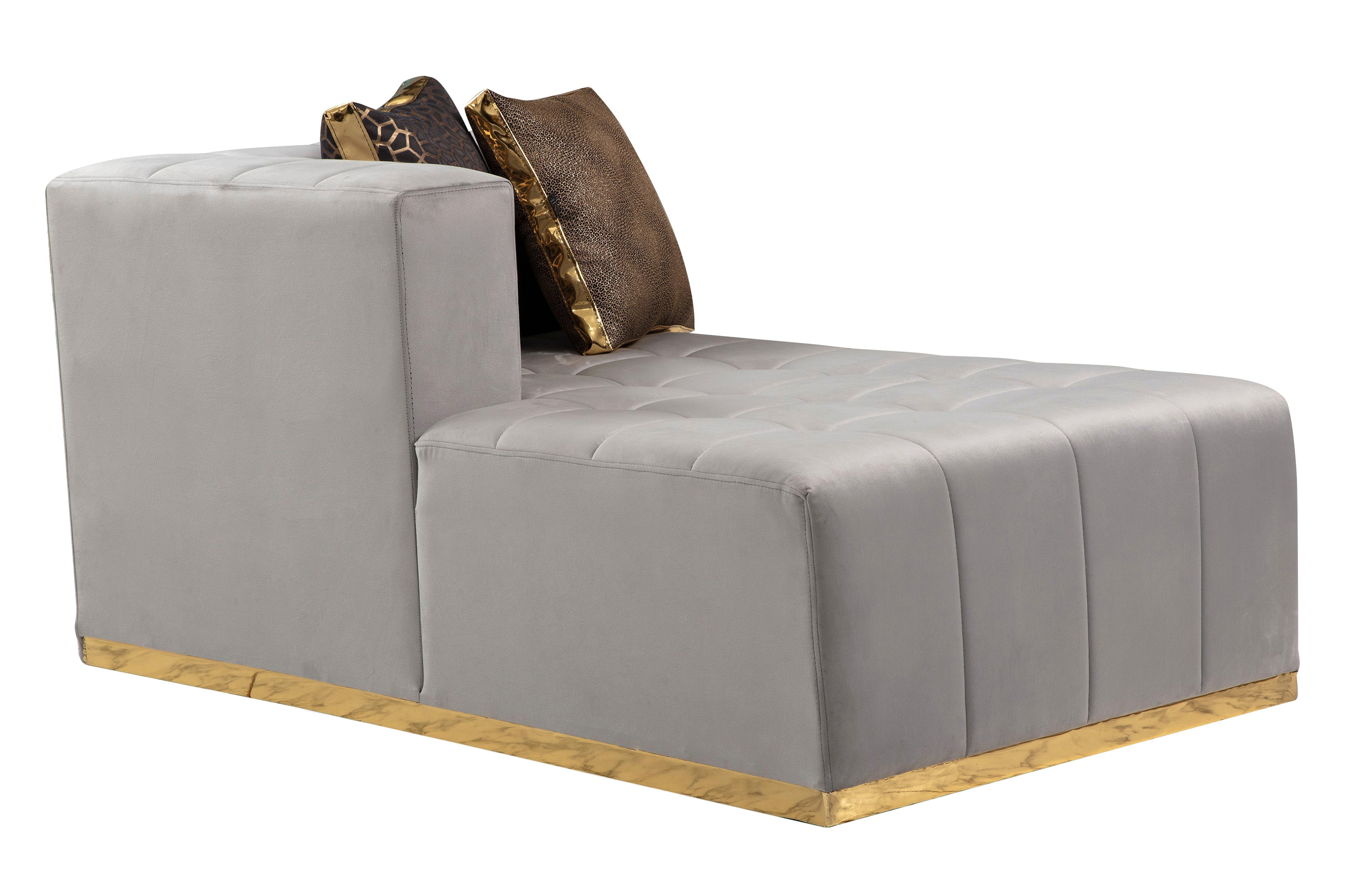 Nova Elisha Velvet Double Chaise Sectional - Gray