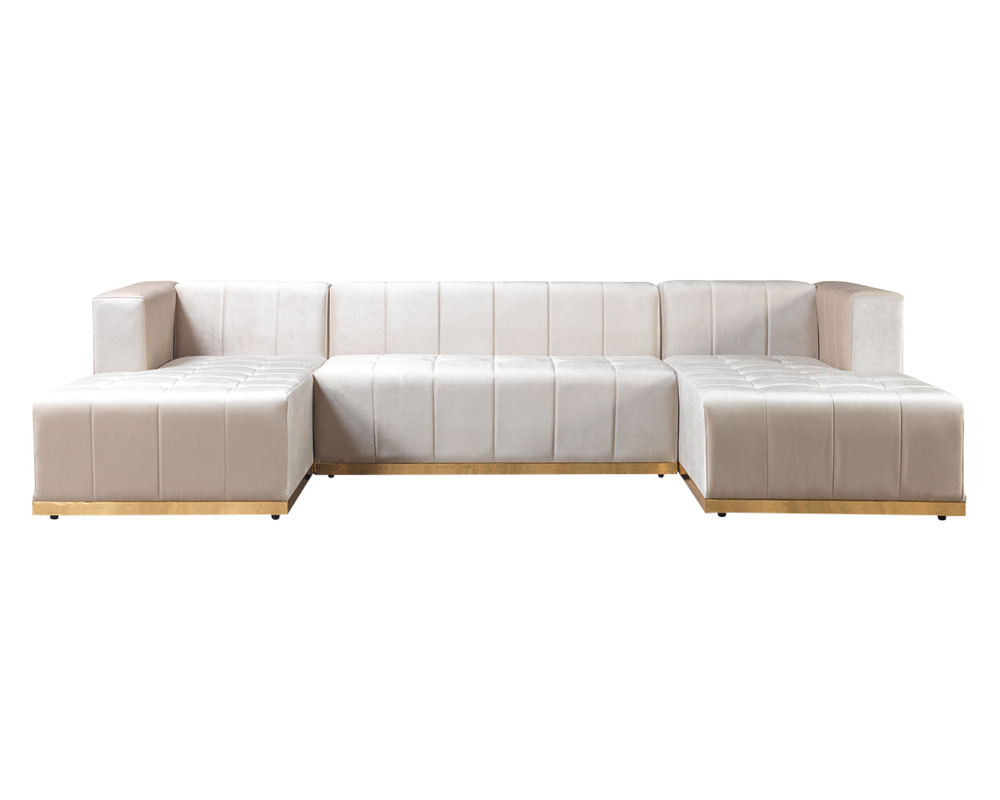 Nova Elisha Velvet Double Chaise Sectional - Ivory