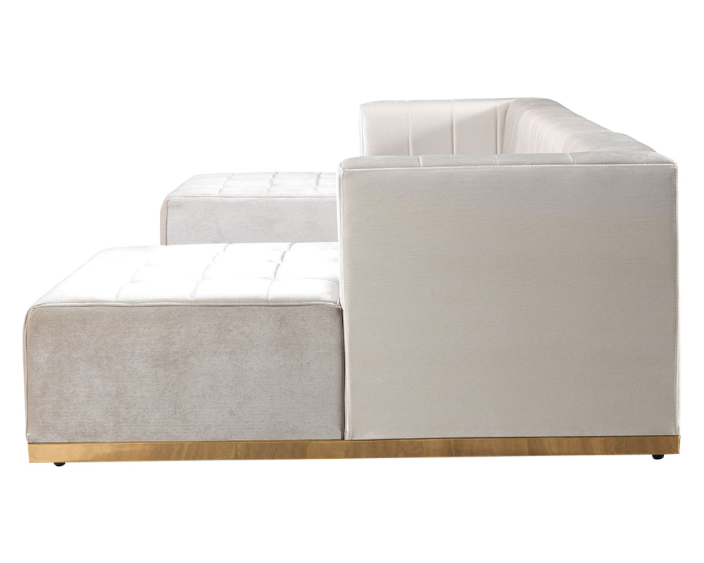 Nova Elisha Velvet Double Chaise Sectional - Ivory