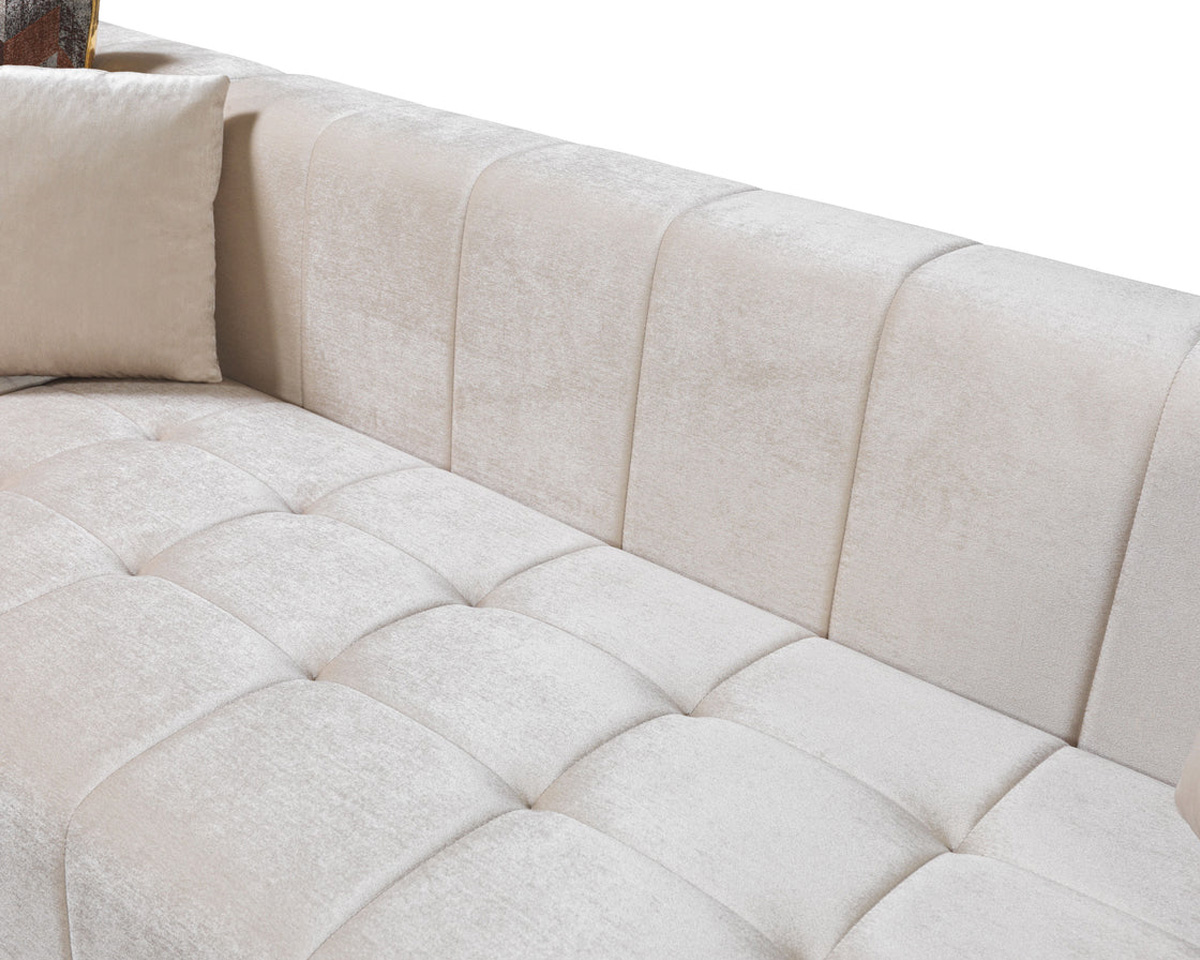 Nova Elisha Velvet Double Chaise Sectional - Ivory