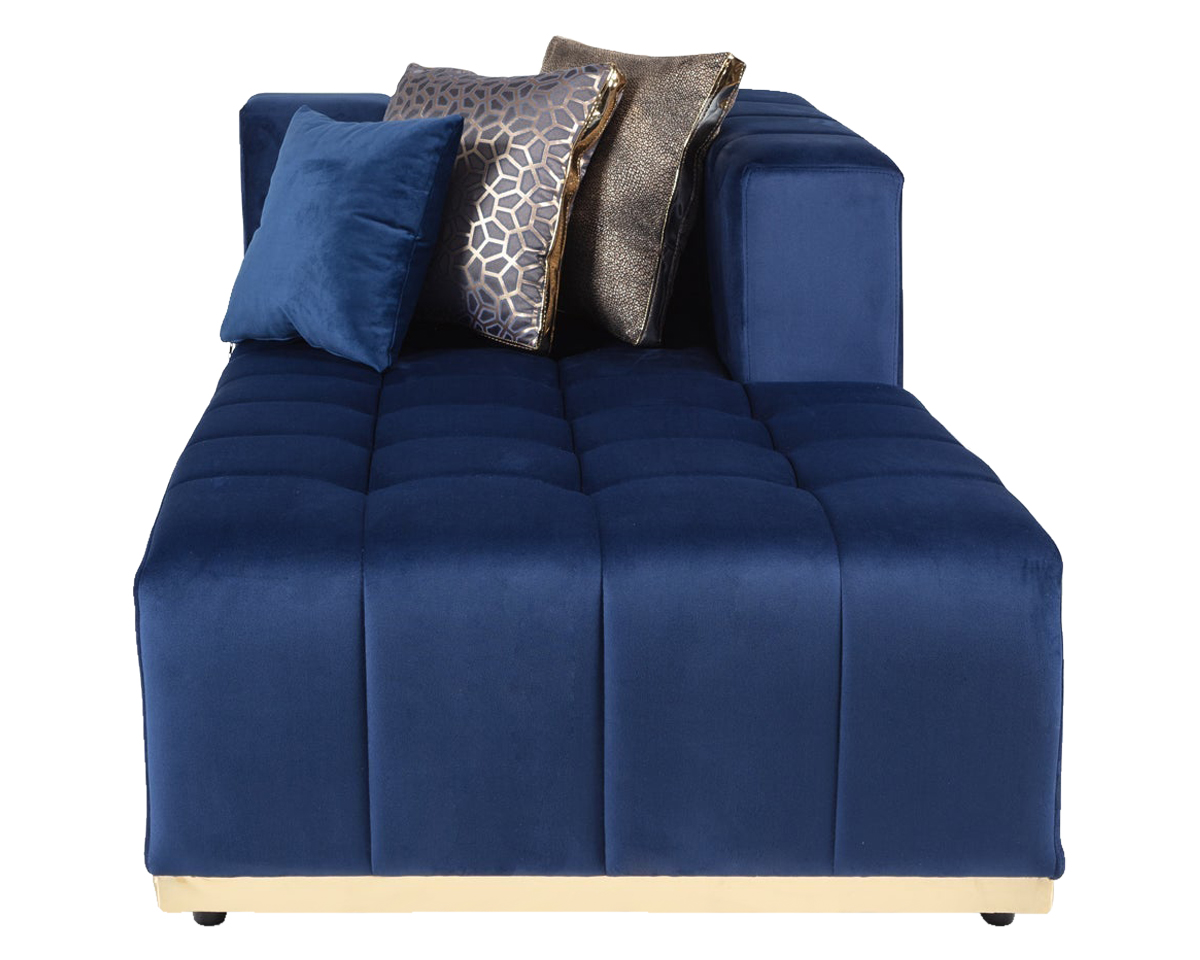 Nova Elisha Velvet Double Chaise Sectional - Navy