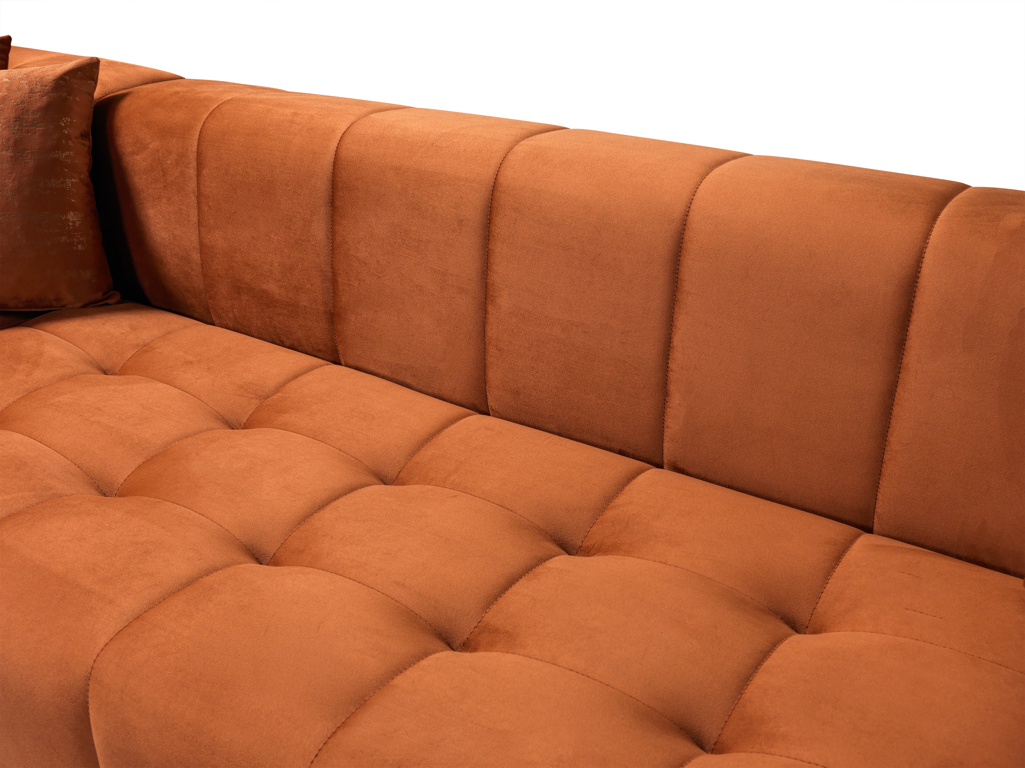 Nova - Elisha Orange Velvet Double Chaise 140" Sectional