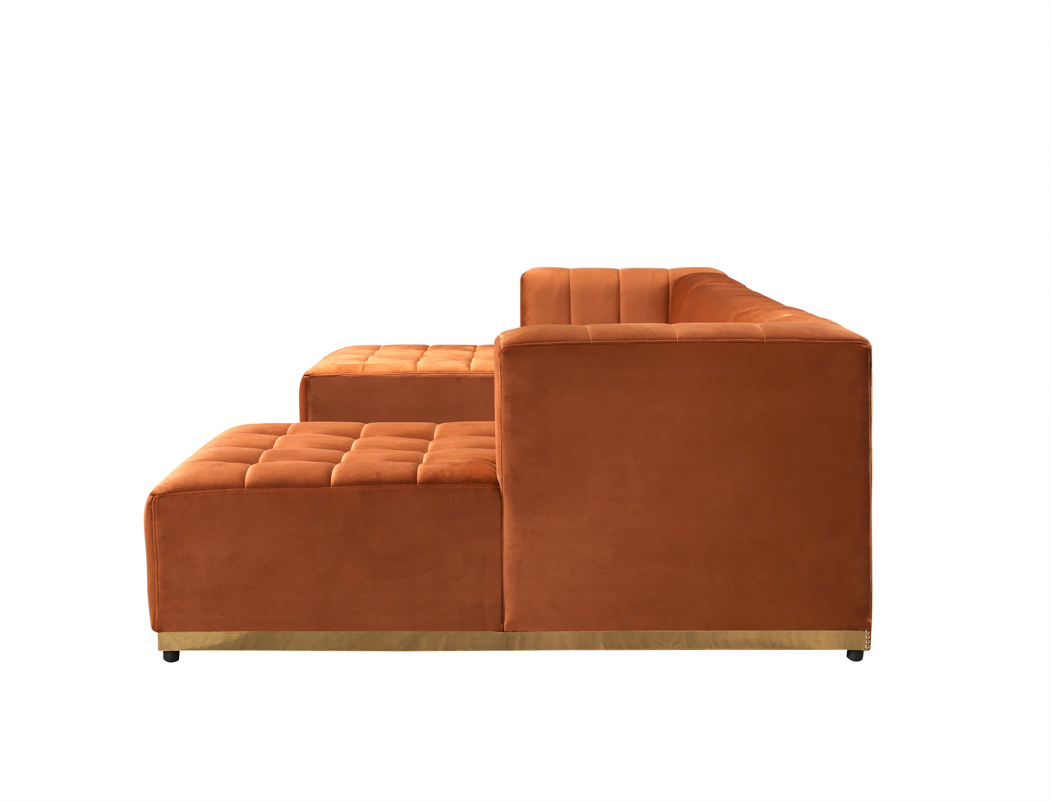 Nova - Elisha Orange Velvet Double Chaise 140" Sectional